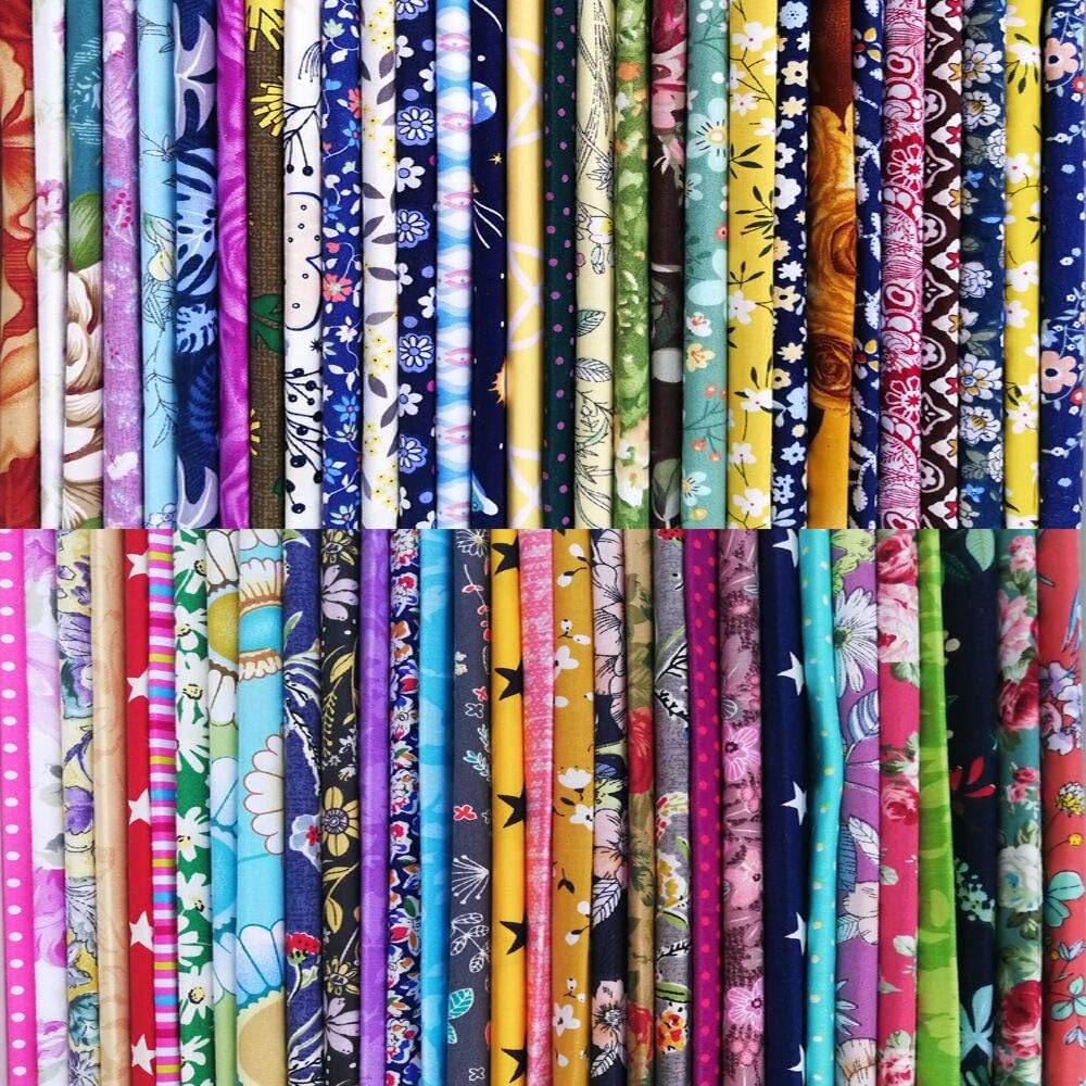 50pcs 10 x 10 inches Cotton Precut Fabric Bundle Squares for Quilting Sewing