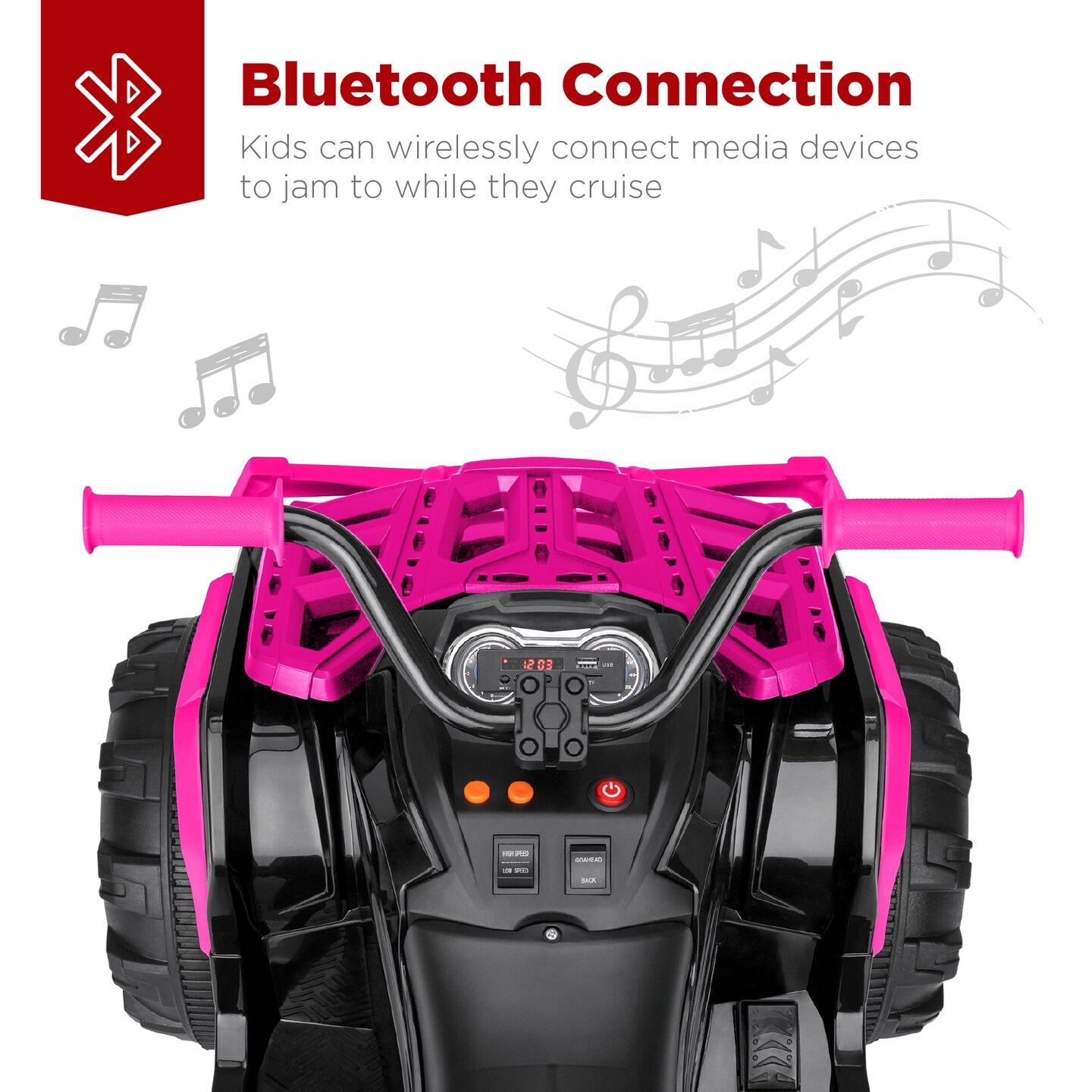 Best Choice Products 12V Kids Ride-On ATV Quad w/ Bluetooth, 3.7mph Max, Treaded Tires, LED Lights, Radio