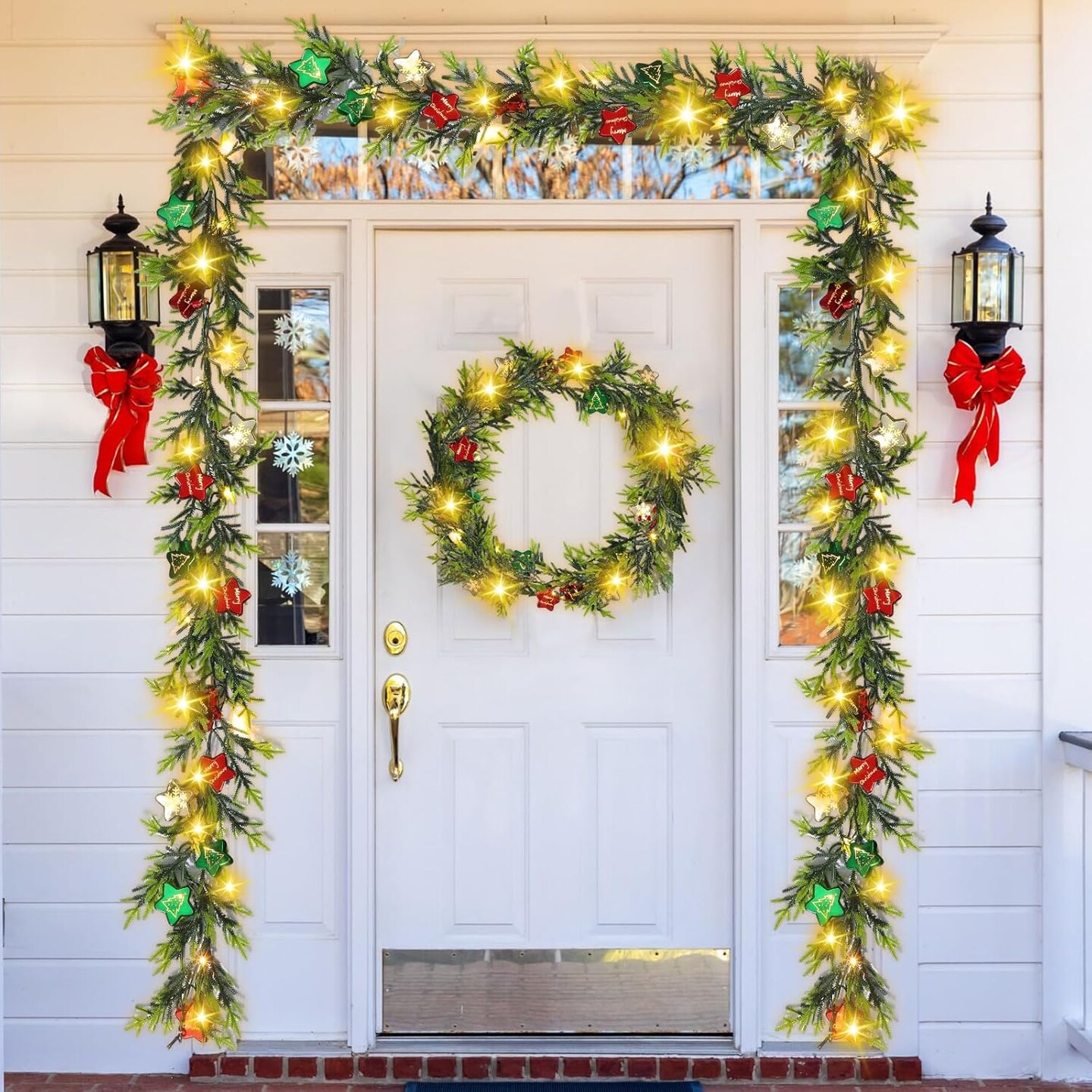 2 Pcs Prelit Christmas Garland
