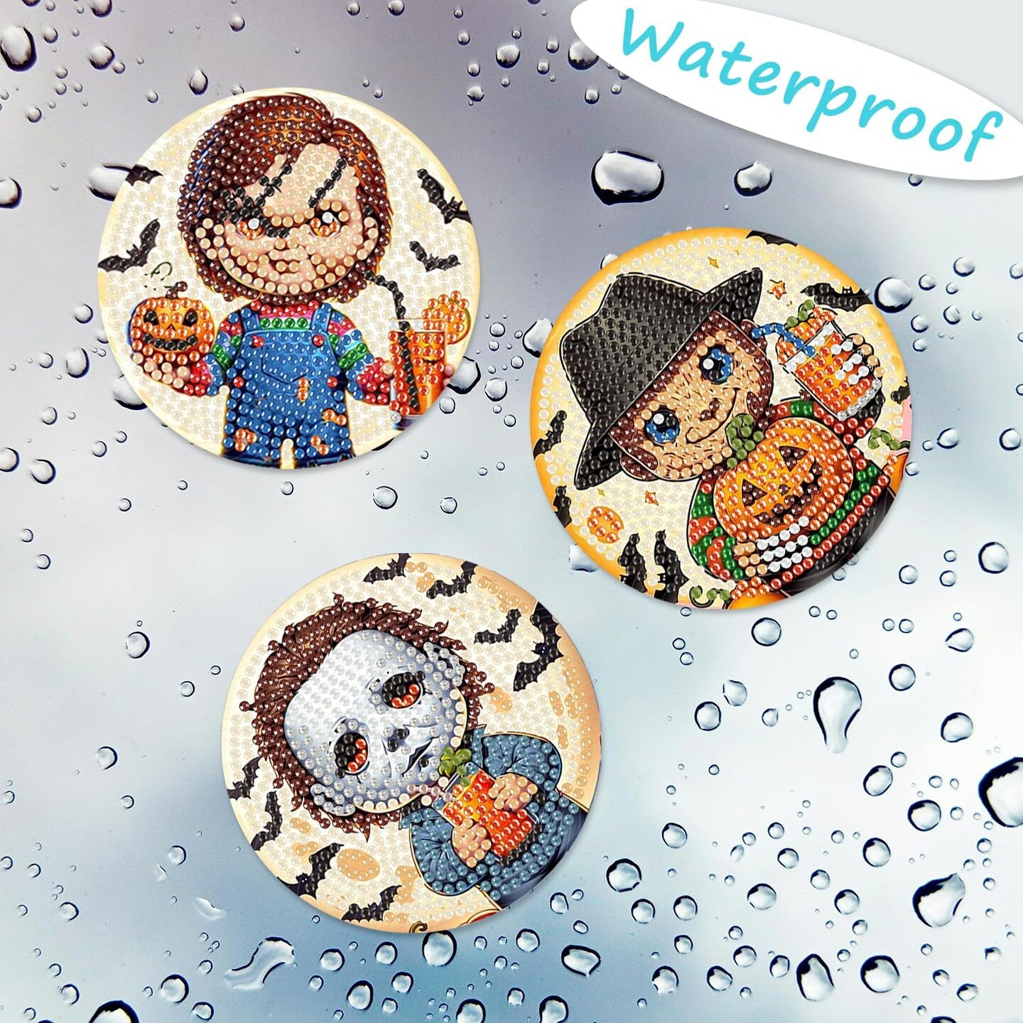 4X4 Inch - 8 Pcs Halloween Diamond Painting Coasters Kits for Adults