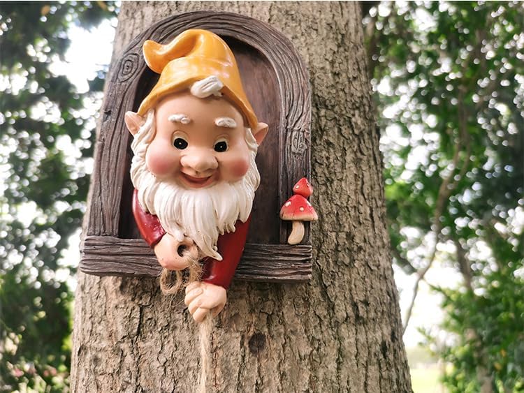 Climbing Gnomes Tree Decor - Cute Gnome Garden Statue Art Resin Dwarf Sculpture for Yard Outdoor