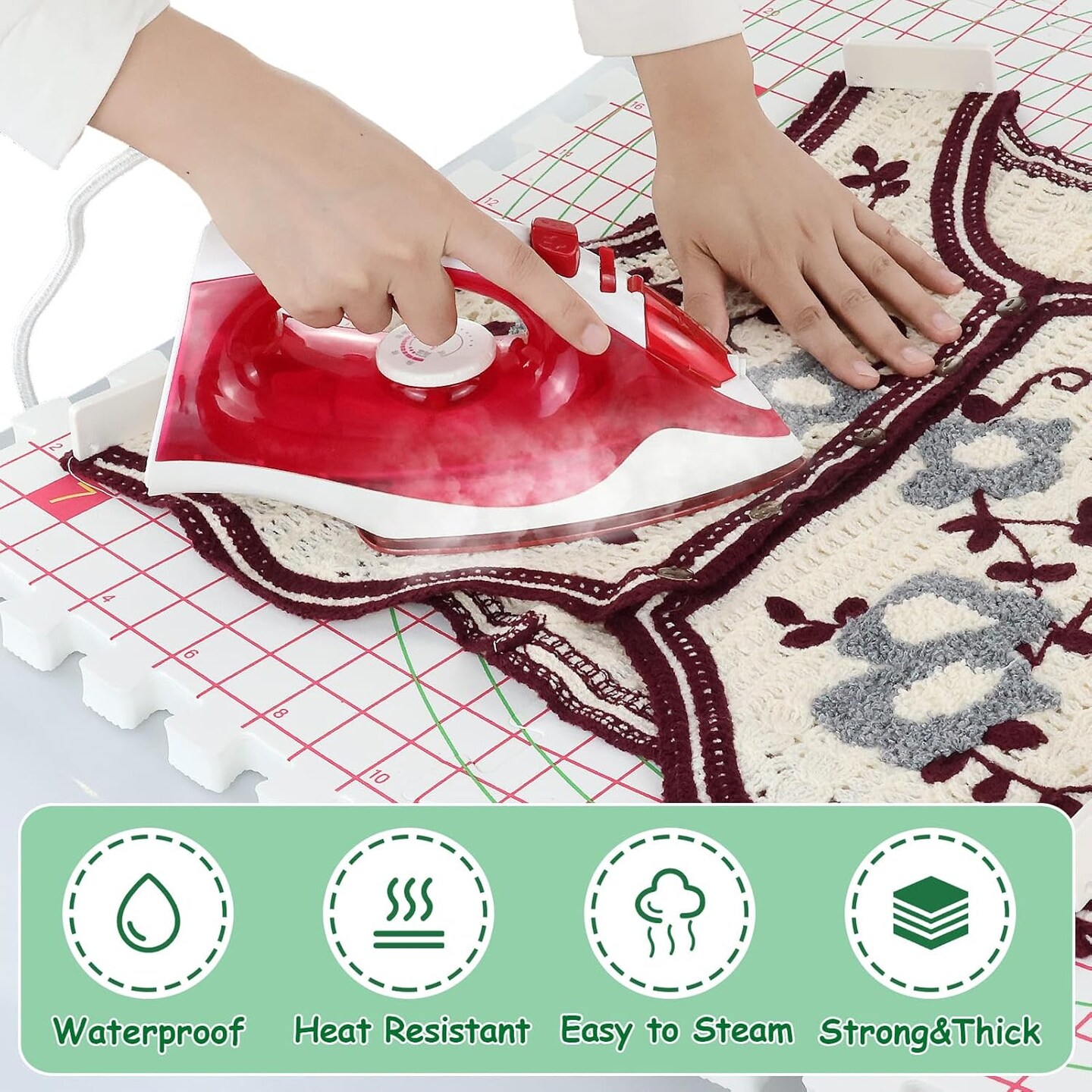 Extra Thick Blocking Boards with Grids for Knitting