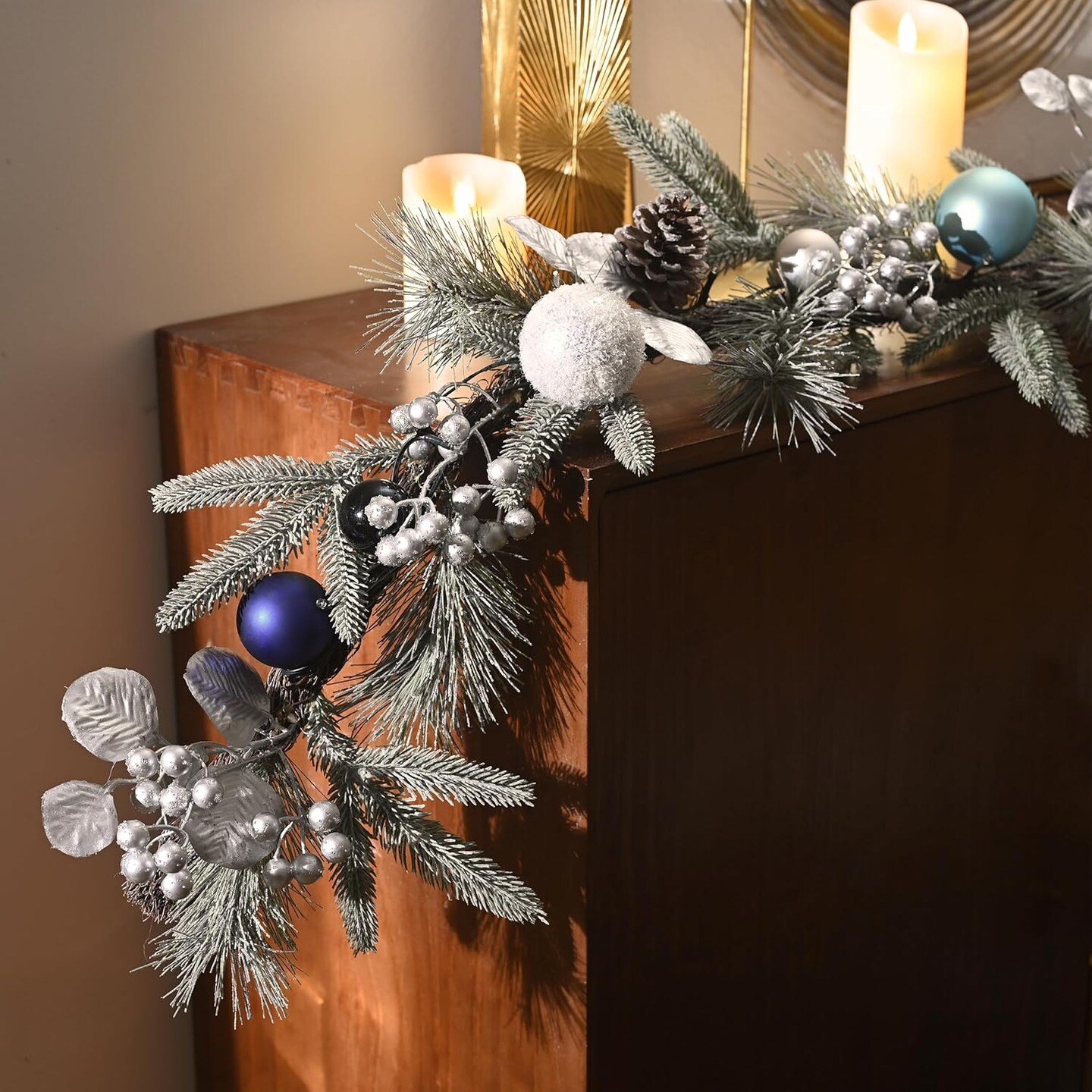 9 feet Pre-Lit Christmas Garland with Light for Mantle
