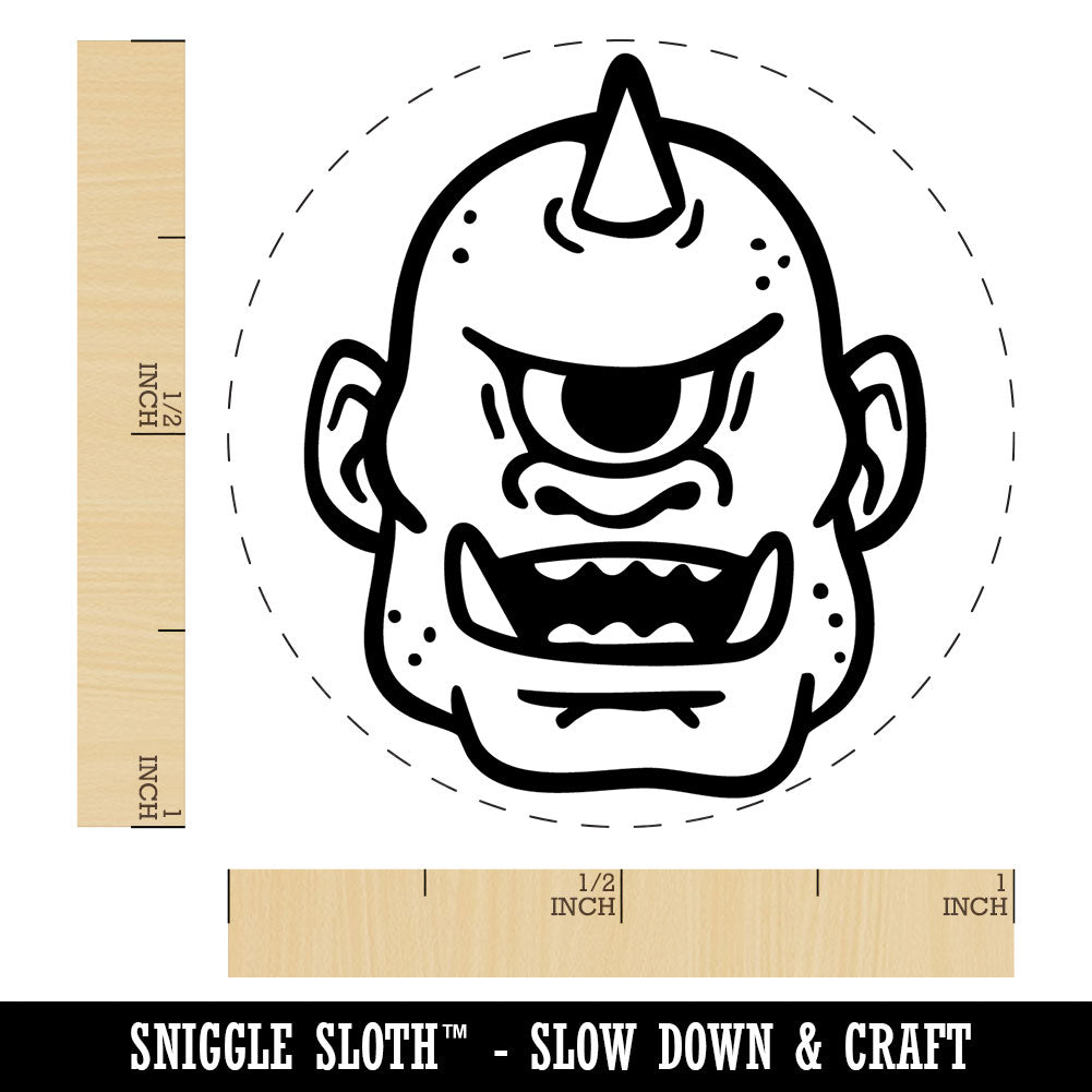 Cyclops Monster Head Fantasy Creature Self-Inking Rubber Stamp Crafting Planner