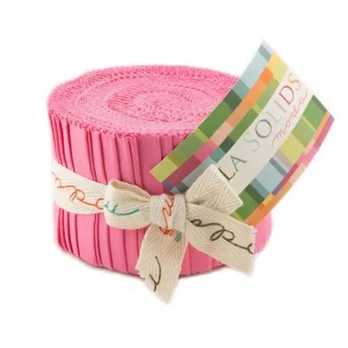 Pink Bella Solids Junior Jelly Roll Precuts