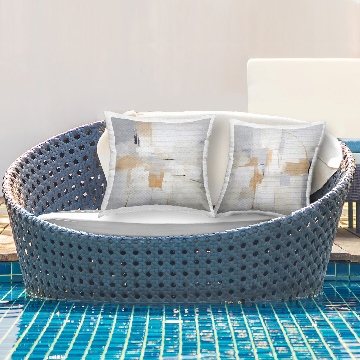 Stupell Industries Streaked Yellow Visionaries 2 Piece Outdoor Printed Pillow Set design by Irena Orlov, 18 x 7 x 18