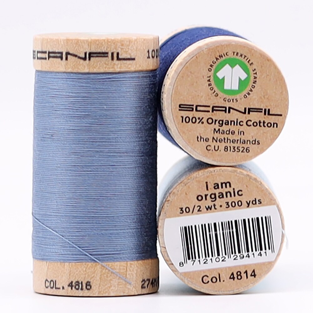 30wt Organic Pima Cotton Thread Trio Set 3ct Denim Blues 300 Yards Spools