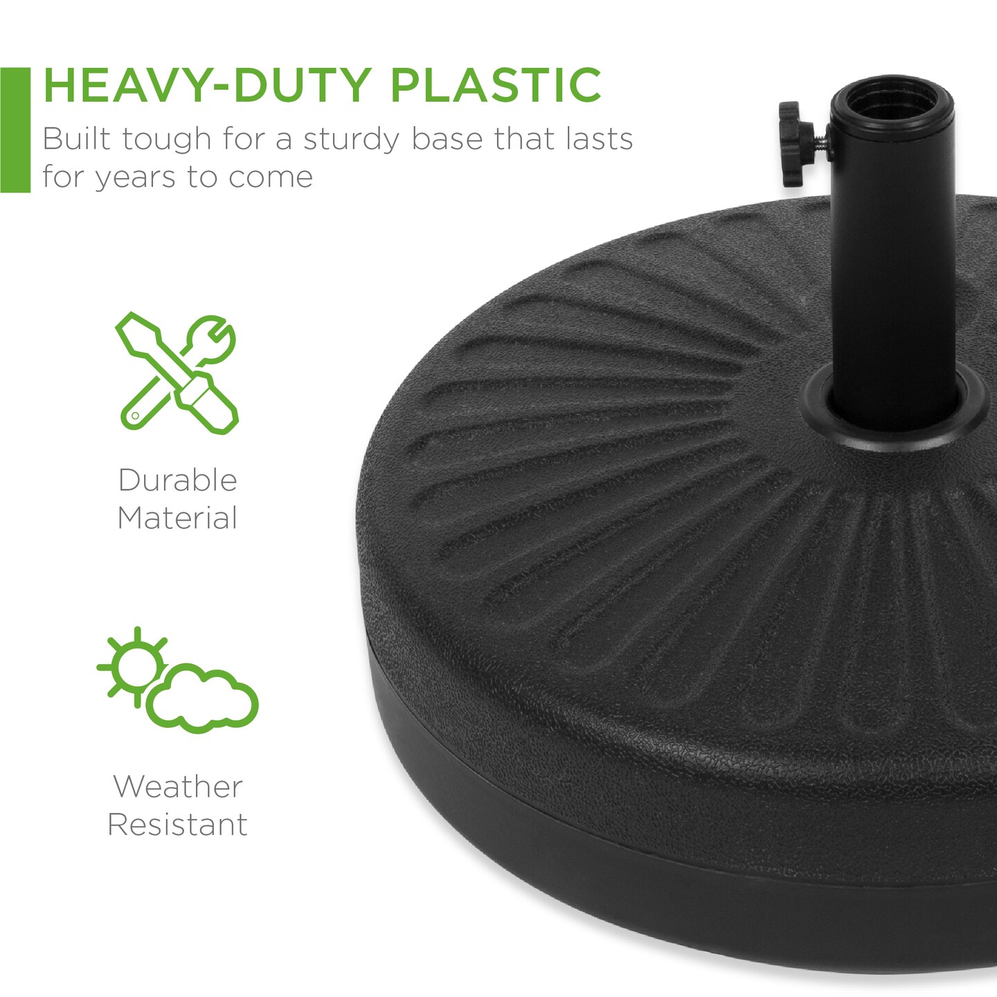 Best Choice Products Fillable Plastic Patio Umbrella Base Stand, Pole Holder w/ 2 Adjustment Knobs