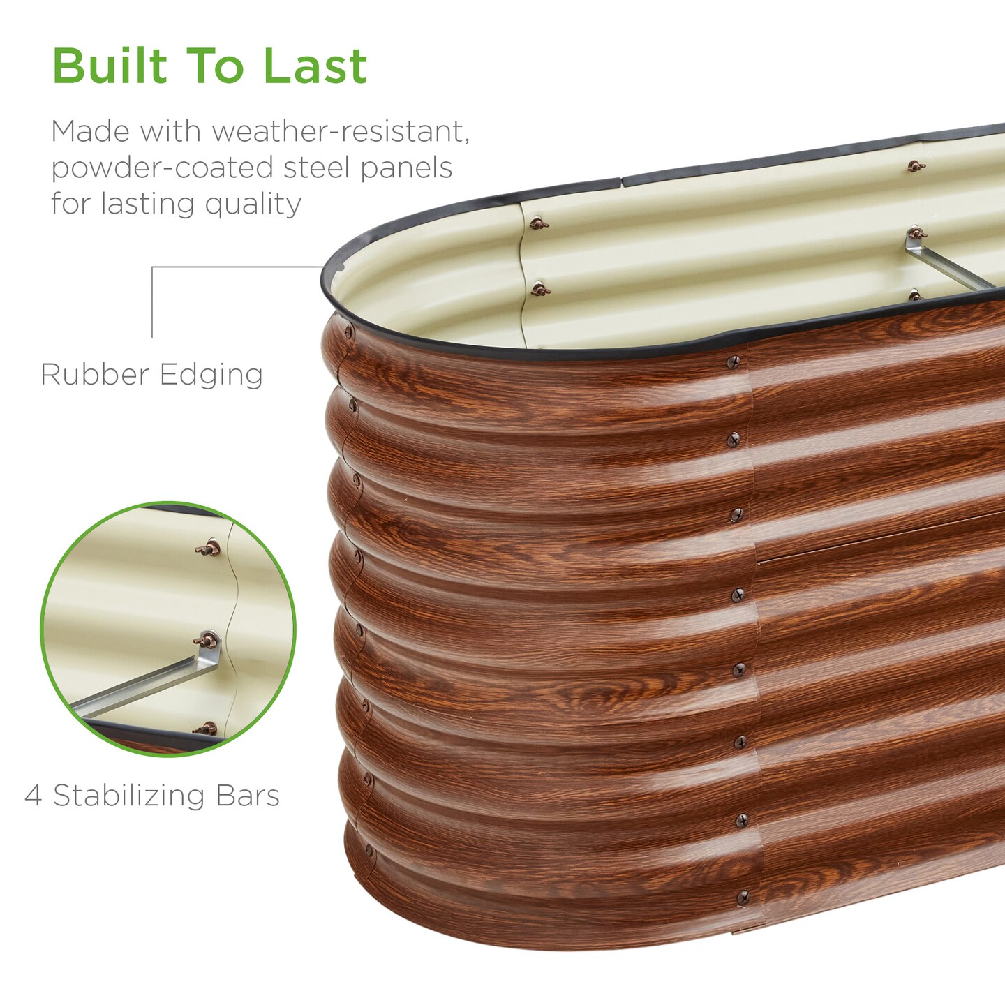 Best Choice Products 8x2x2ft Metal Raised Garden Bed, Oval Outdoor Planter Box w/ 4 Support Bars