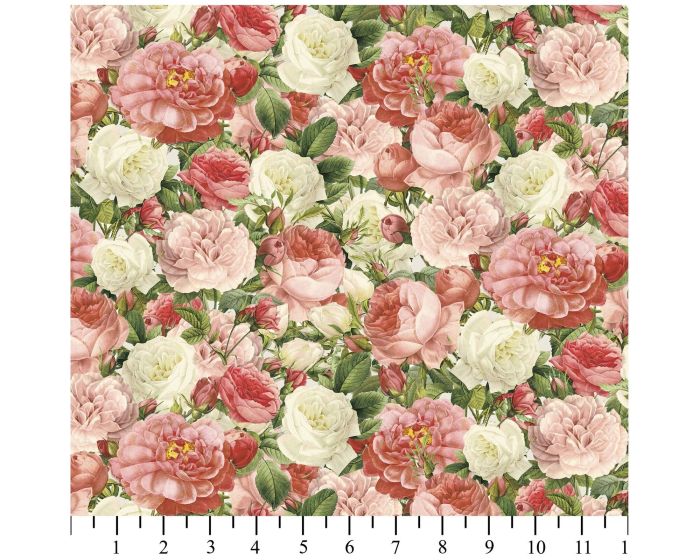 Vintage Rose Cotton Fabric | By the Yard | Sewing and Crafting | 44 inches wide
