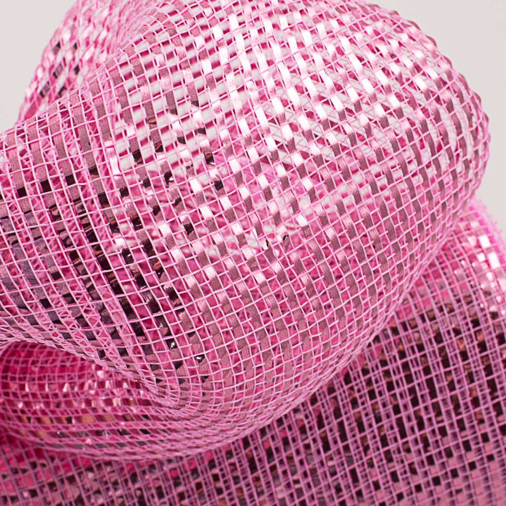 10&#x22; Poly Mesh Ribbon: Deluxe Wide Foil Pink (10 Yards)