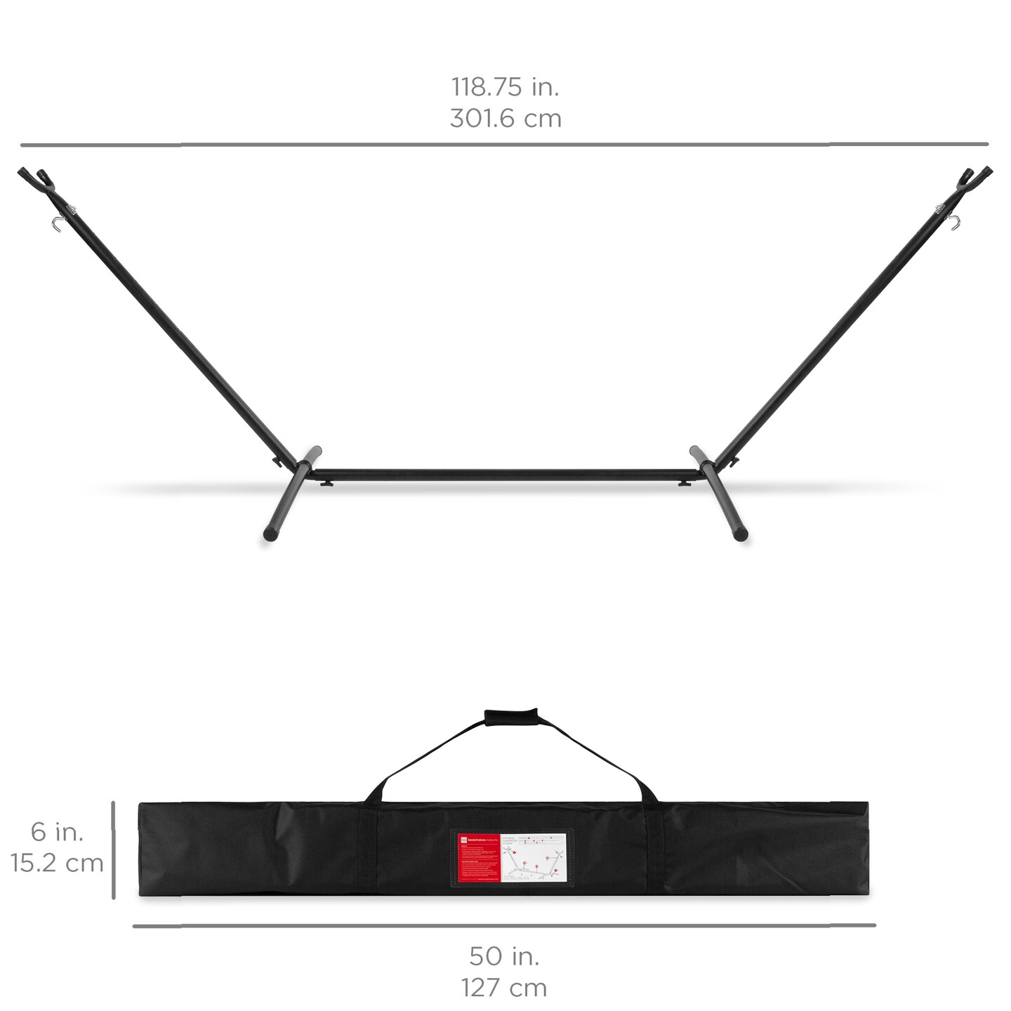 Best Choice Products 2-Person Brazilian-Style Cotton Double Hammock with Stand Set w/ Carrying Bag