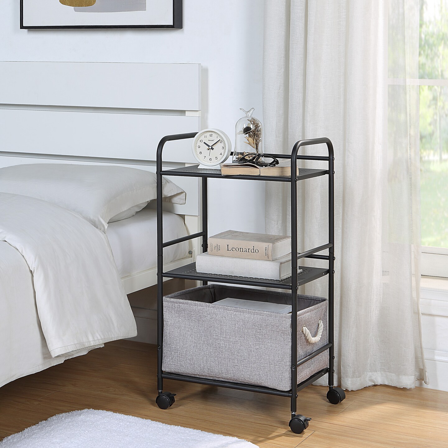 3-Tier Rolling Utility Cart &#x2013; Metal Storage Organizer with Wheels