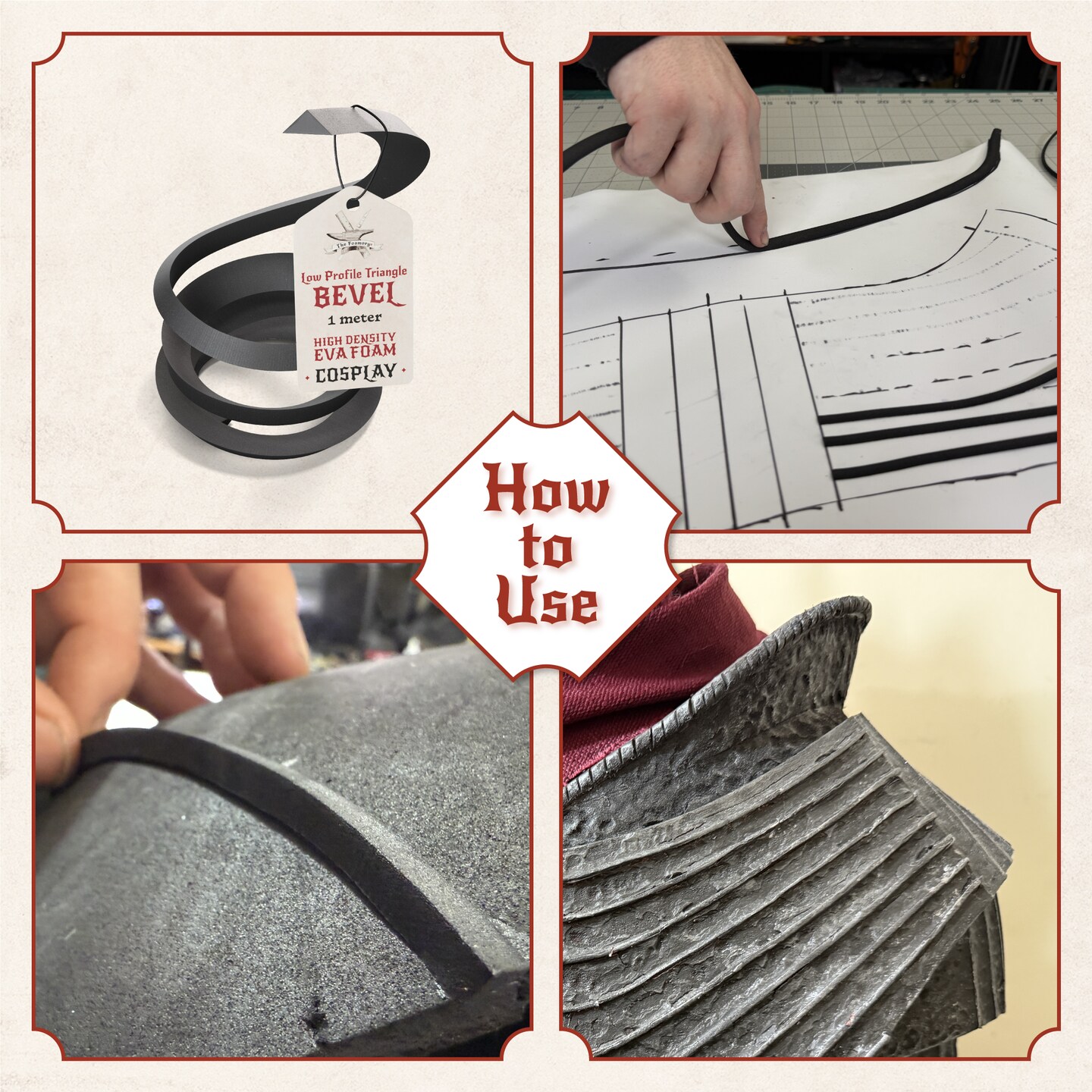 EVA Foam Dowel/Bevel - 1 to 3 Meter(s) Cosplay Craft Material - Multiple Shapes - Multiple Diameters 5-40mm