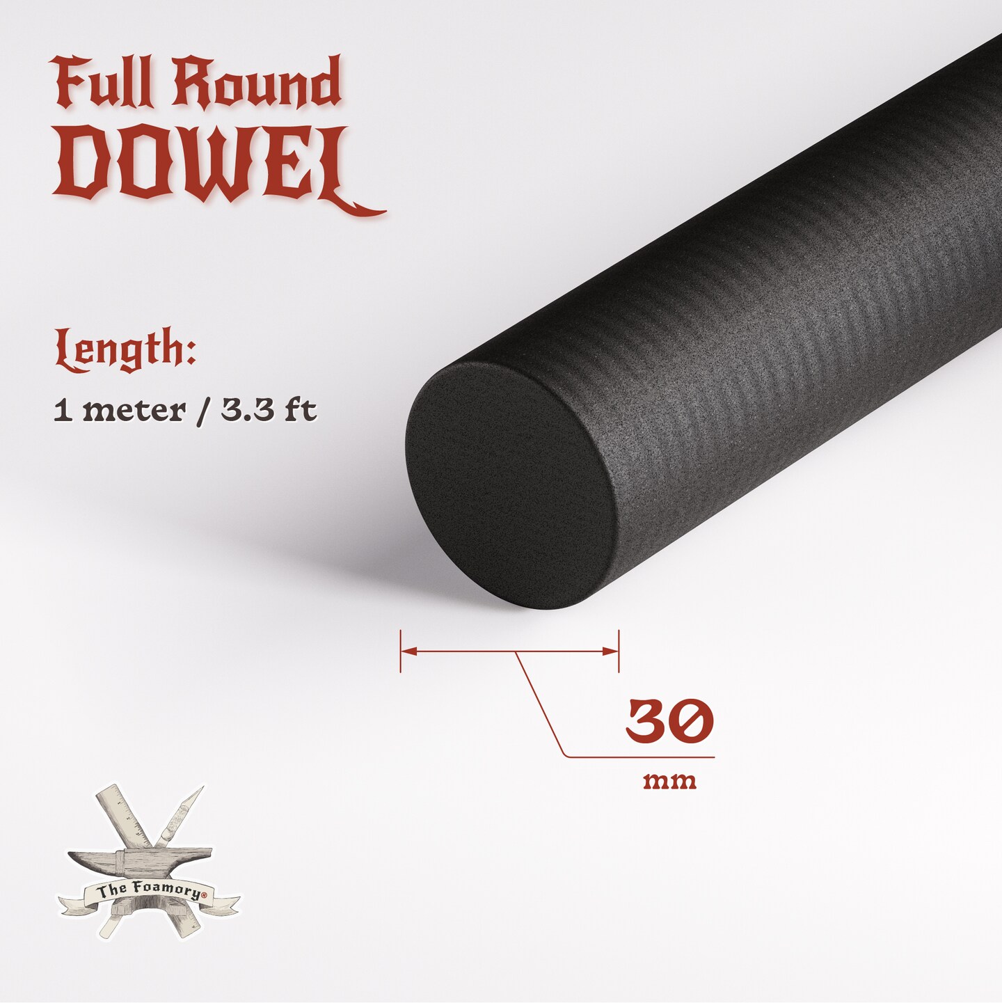 EVA Foam Dowel/Bevel - 1 to 3 Meter(s) Cosplay Craft Material - Multiple Shapes - Multiple Diameters 5-40mm