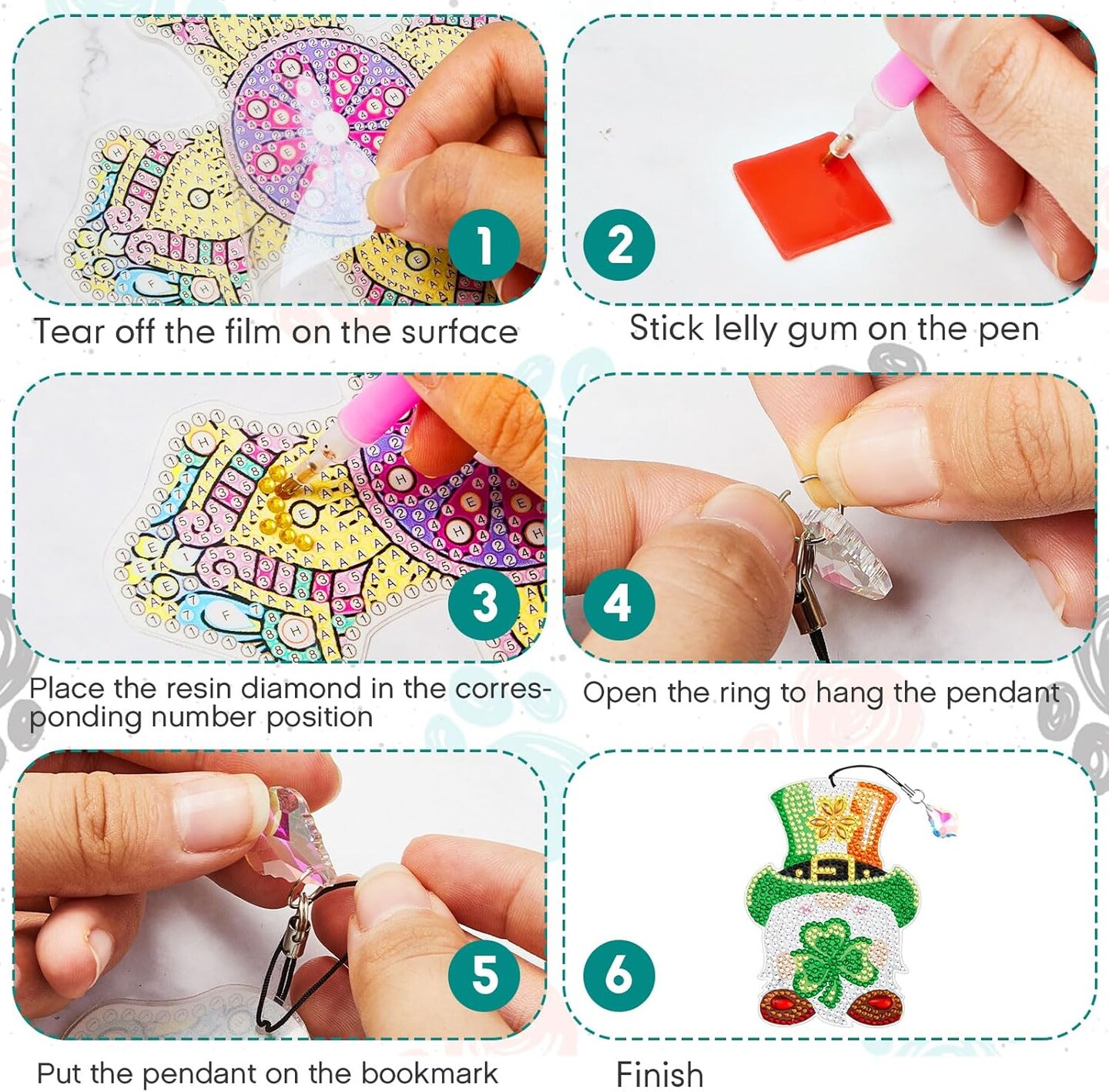 12 Pcs Gnome Diamond Painting Bookmarks Kit