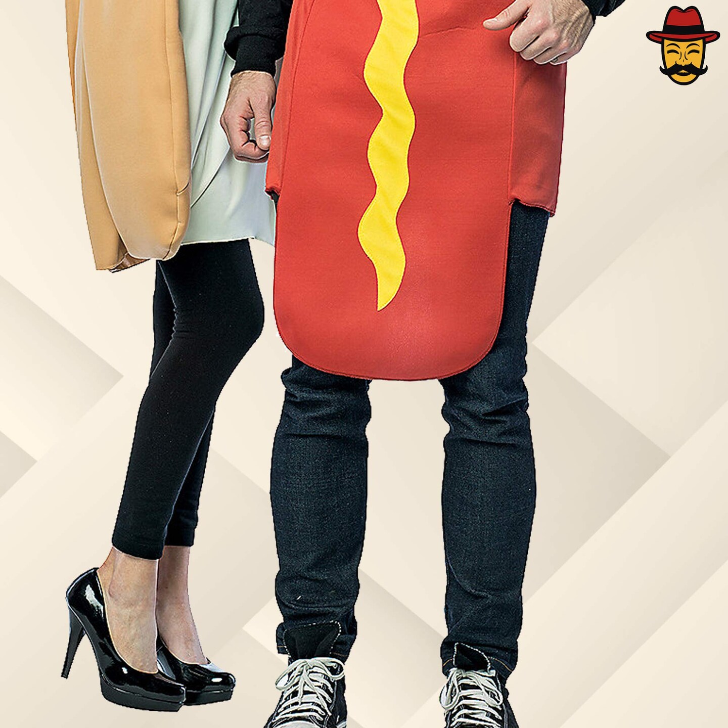 Hot Dog and Bun Couples Costume Set Funny Food Tunics Halloween Party Outfit