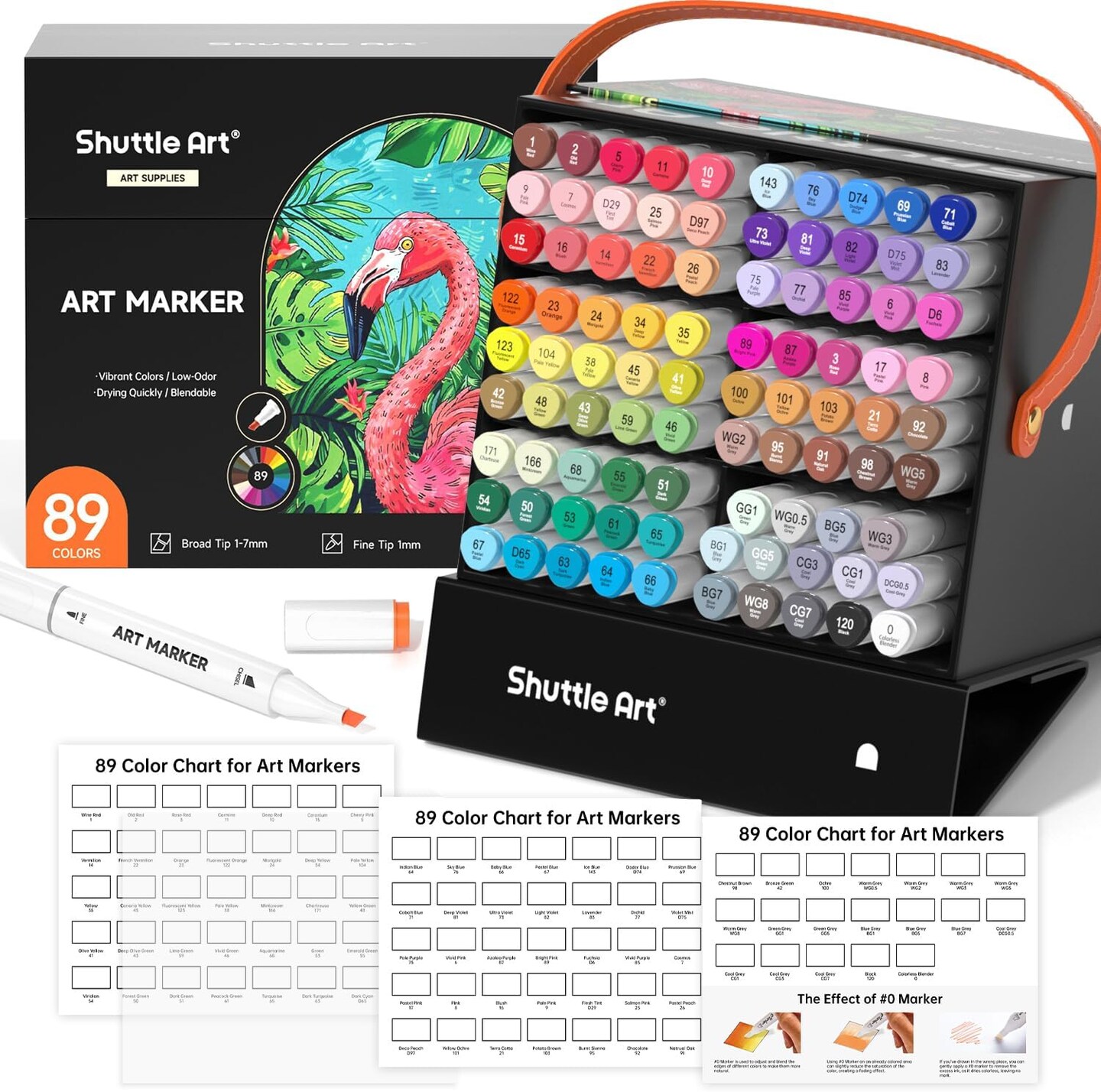 89-Color Alcohol Markers Set – 88 Dual Tip Art Markers + 1