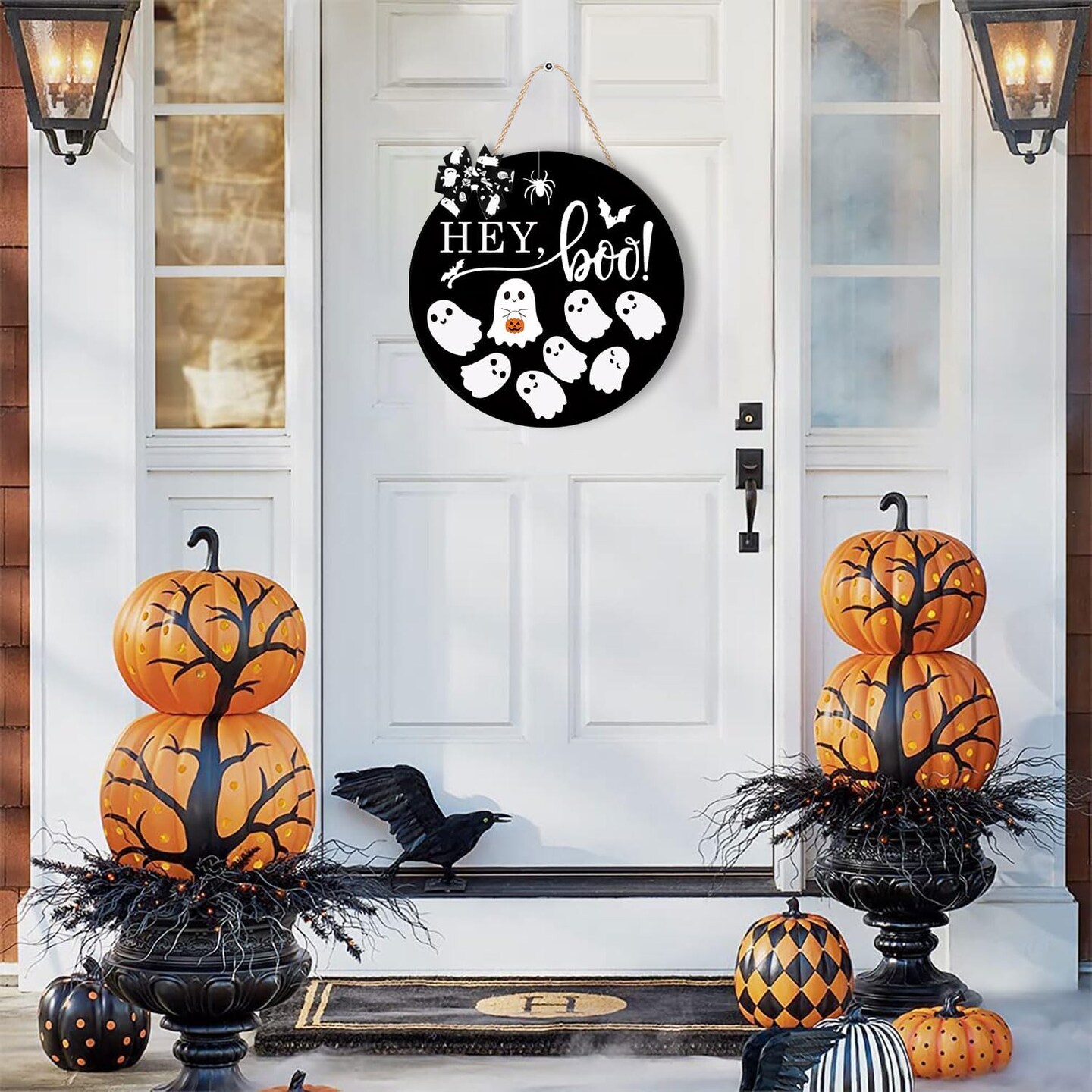Halloween Door Sign Decorations Ghost Wreath