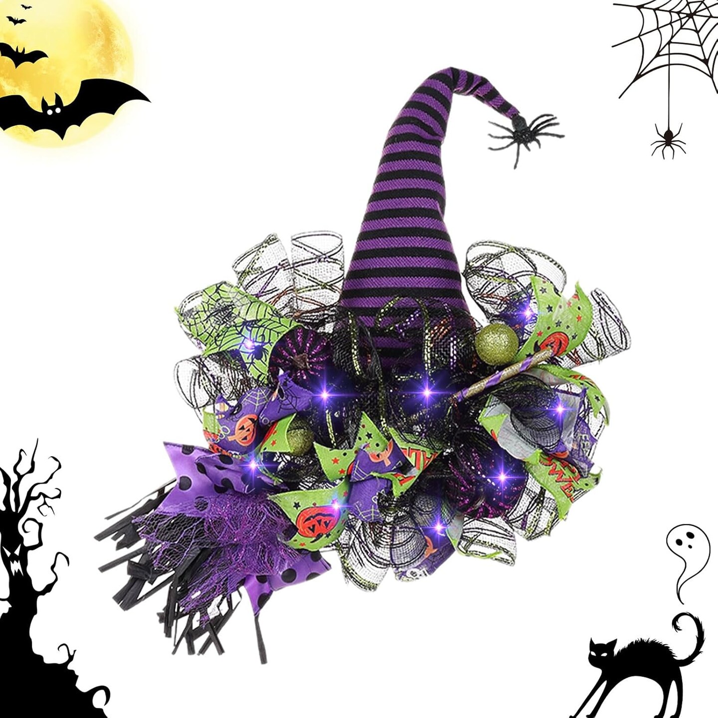 Spooky Halloween Wreath with Lights