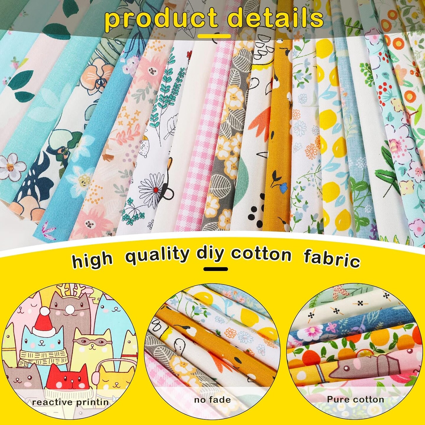 40 Pcs 10 x 10 Inches Animal Floral Cotton Fabric Bundle Squares Precut