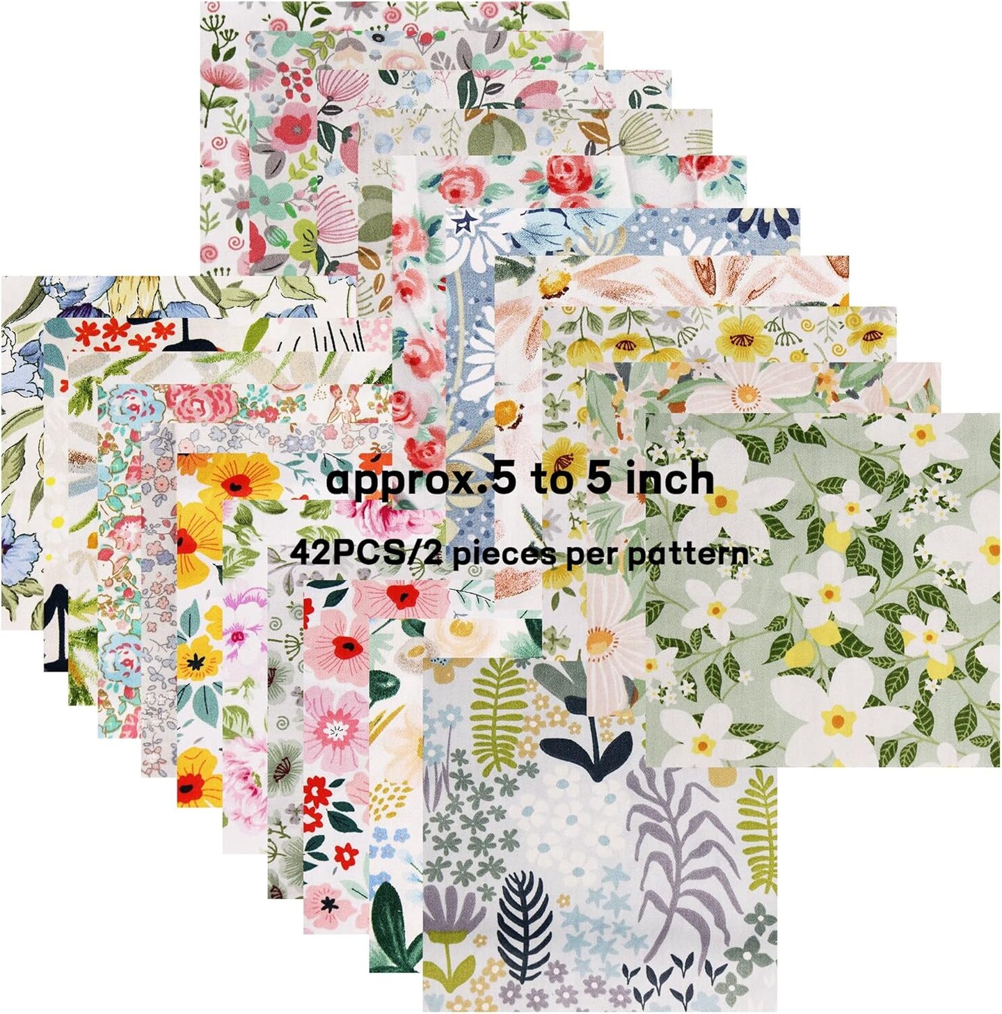 Charm Packs Fabric for Quilting 42Pcs 5&#x27;&#x27; Precut Fabric Quilt Squares