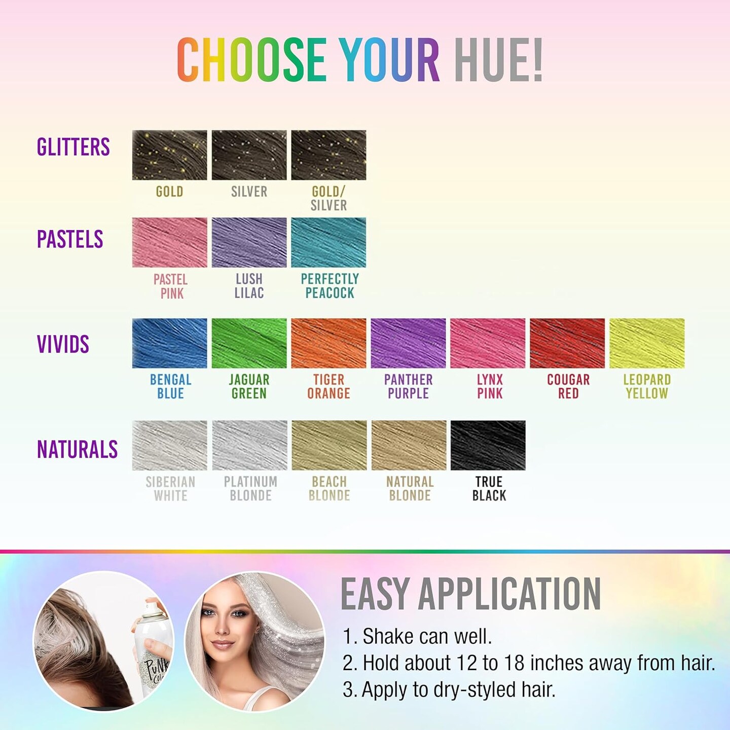 Punky Temporary Hair and Body Glitter Color Spray