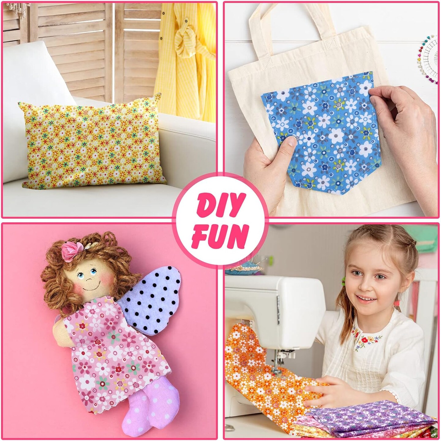 15 Pcs 20 x 20 Inch Cotton Fabric Floral Square Quilting