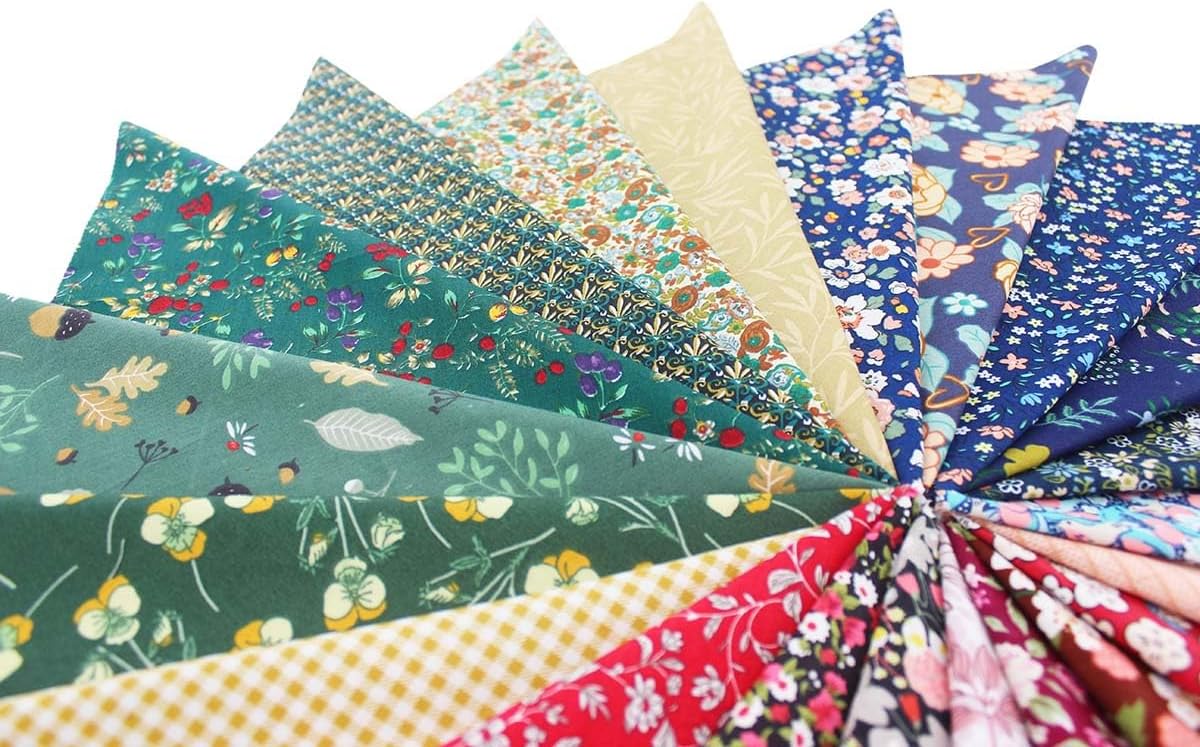 10x10 - 42pc Dark Floral Cotton Precut Fabric Bundle for Quilting