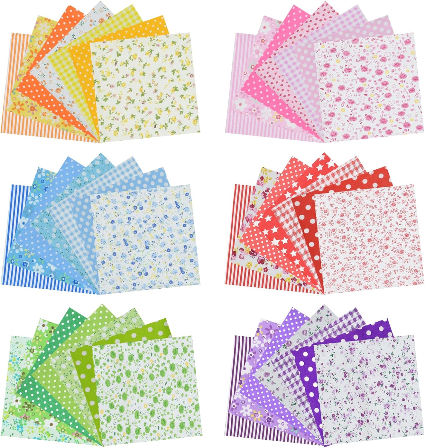 42Pcs 9.8&#x22;x 9.8&#x22; Fabric Square Quilting Cotton Pre-Cut Bundles