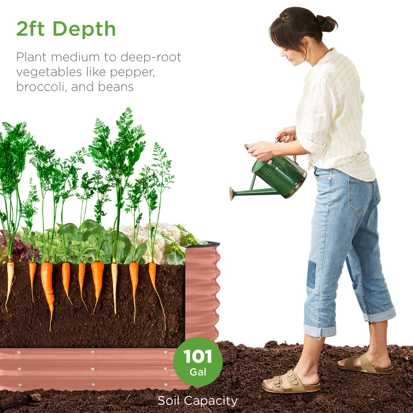 Best Choice Products 4x2x2ft Outdoor Raised Metal Oval Garden Bed, Planter Box for Vegetables, Flowers