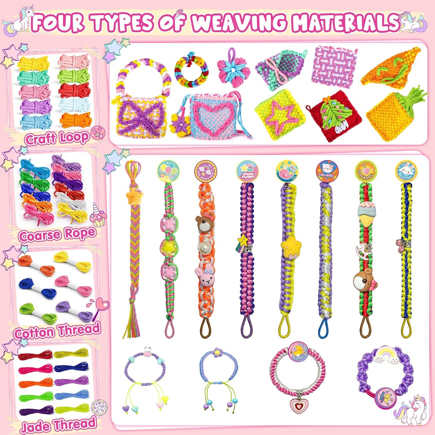 Weaving Loom Kit Toys Bracelet & Coaster & Bag Weaving Making kit