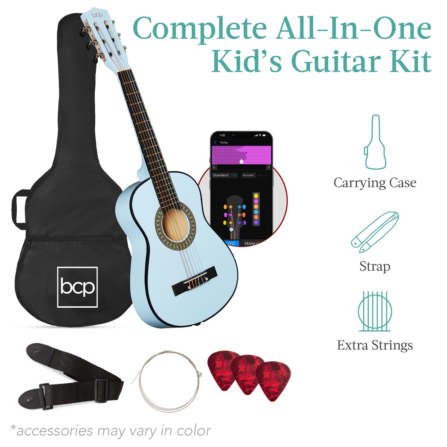 Best Choice Products 30in Kids Acoustic Guitar Beginner Starter Kit with Strap, Case, Strings