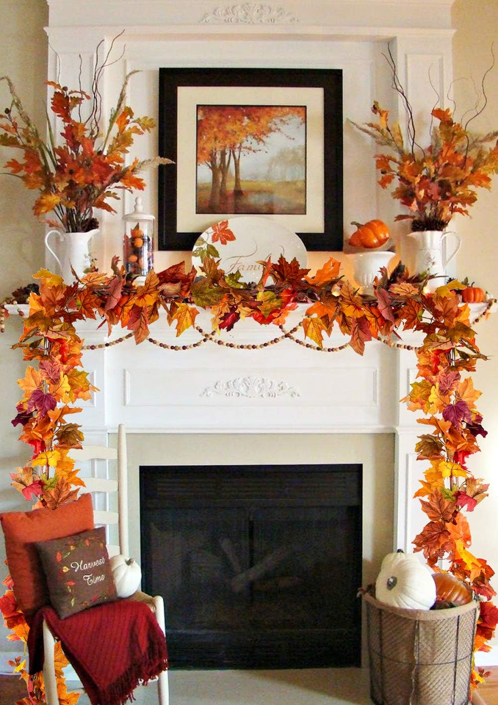 2 Pack Fall Garland Maple Leaf, 5.9Ft/Piece Hanging Vine Garland