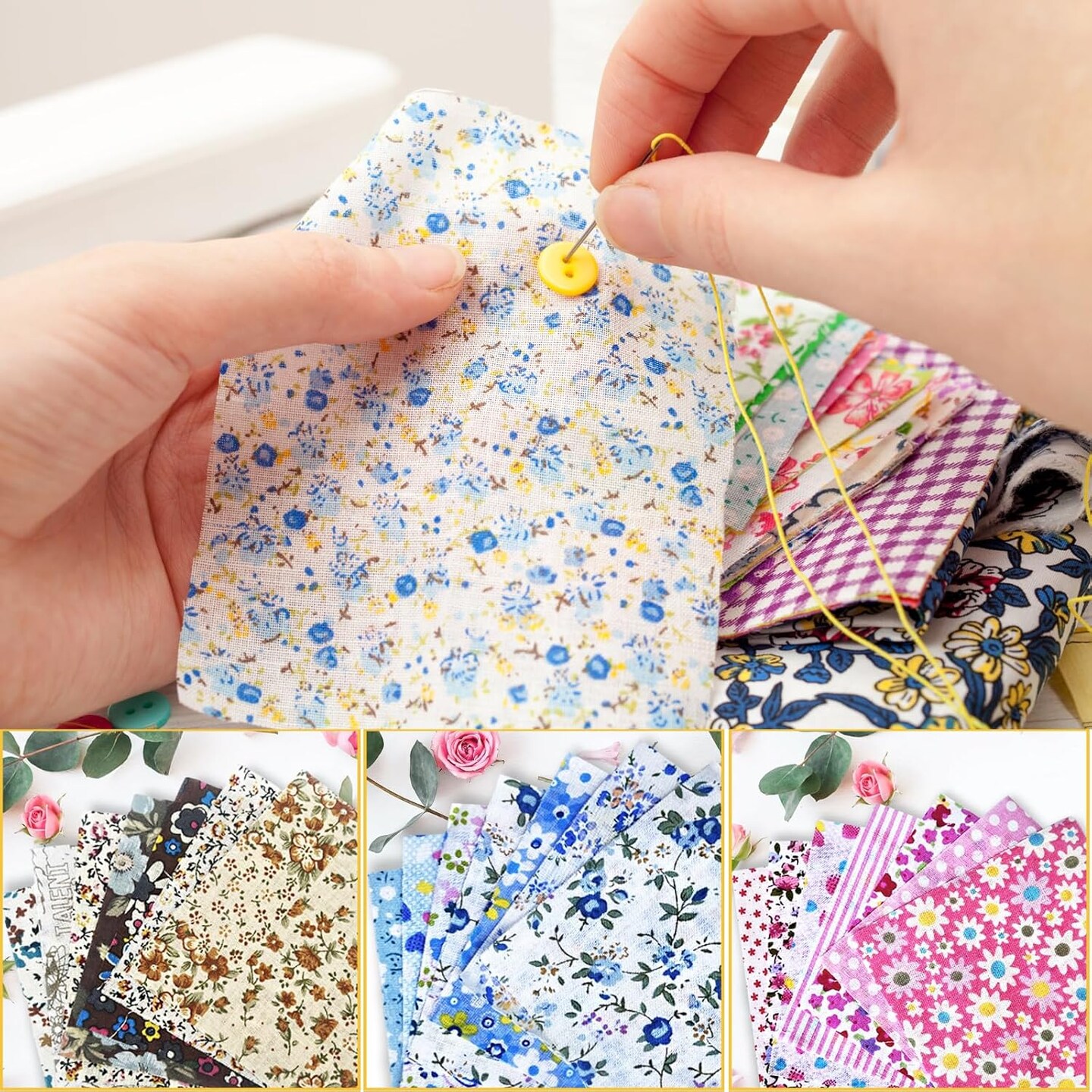 150 Pcs 4 x 4 Inch Cotton Craft Pre-Cut Fabric Bundle Squares