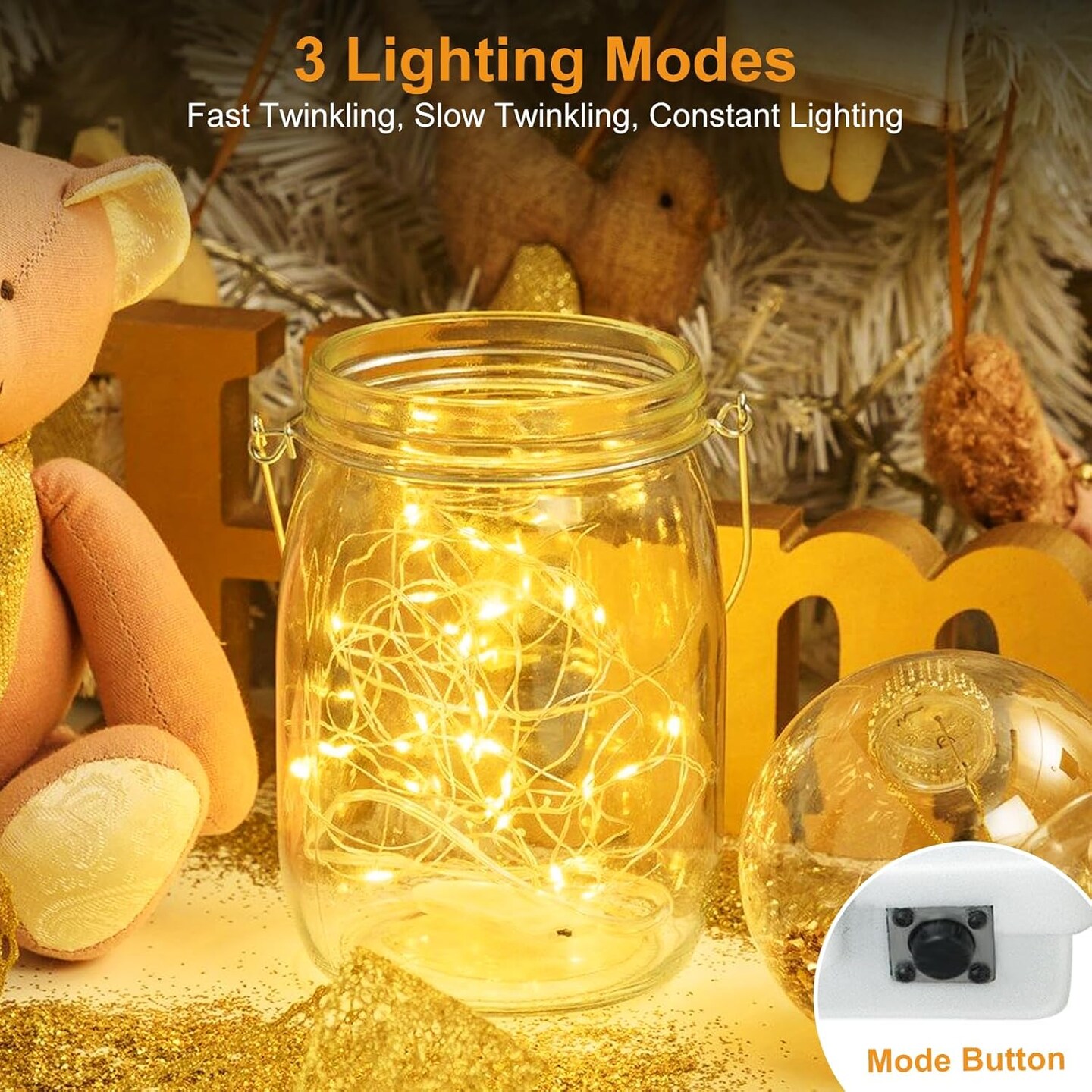 30 Pack 7FT Battery Operated Fairy Lights – 20 LED Mini Twinkle String Lights on Silver Wire, 3 Modes, Waterproof for Christmas, Weddings, Mason Jars, Table Centerpieces (Warm White)