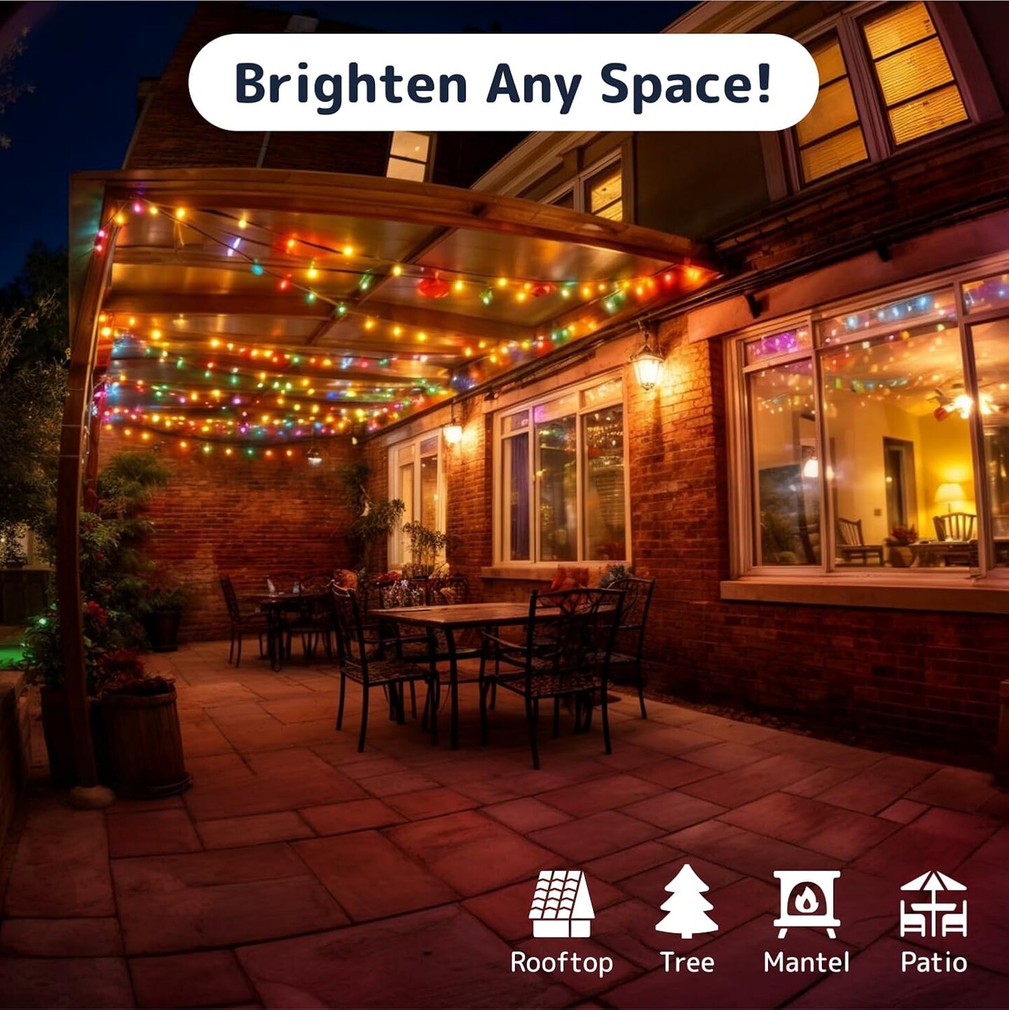 100-Count 20ft Multicolor Christmas String Lights – Incandescent Indoor & Outdoor Lights with Green Wire for Trees, Patios, Fences, and Holiday Decorations (Multicolor)