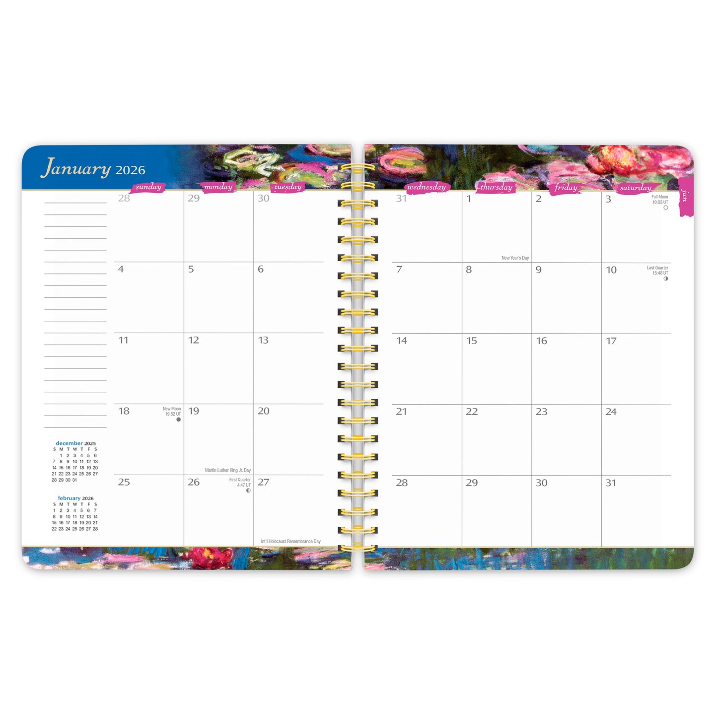 Claude Monet | 2026 6x7.75 Inch Weekly Desk Planner | Foil Stamped Cover