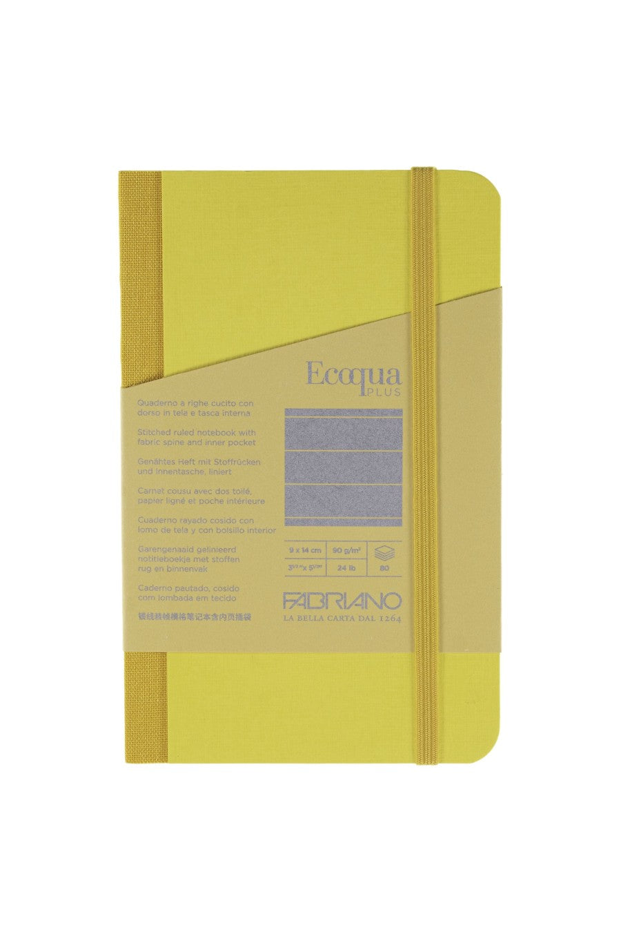 Fabriano Ecoqua Plus Sewn Bound 100% Italian made Notebook, 3.5" x 5.5", 90gsm, 80 Sheets