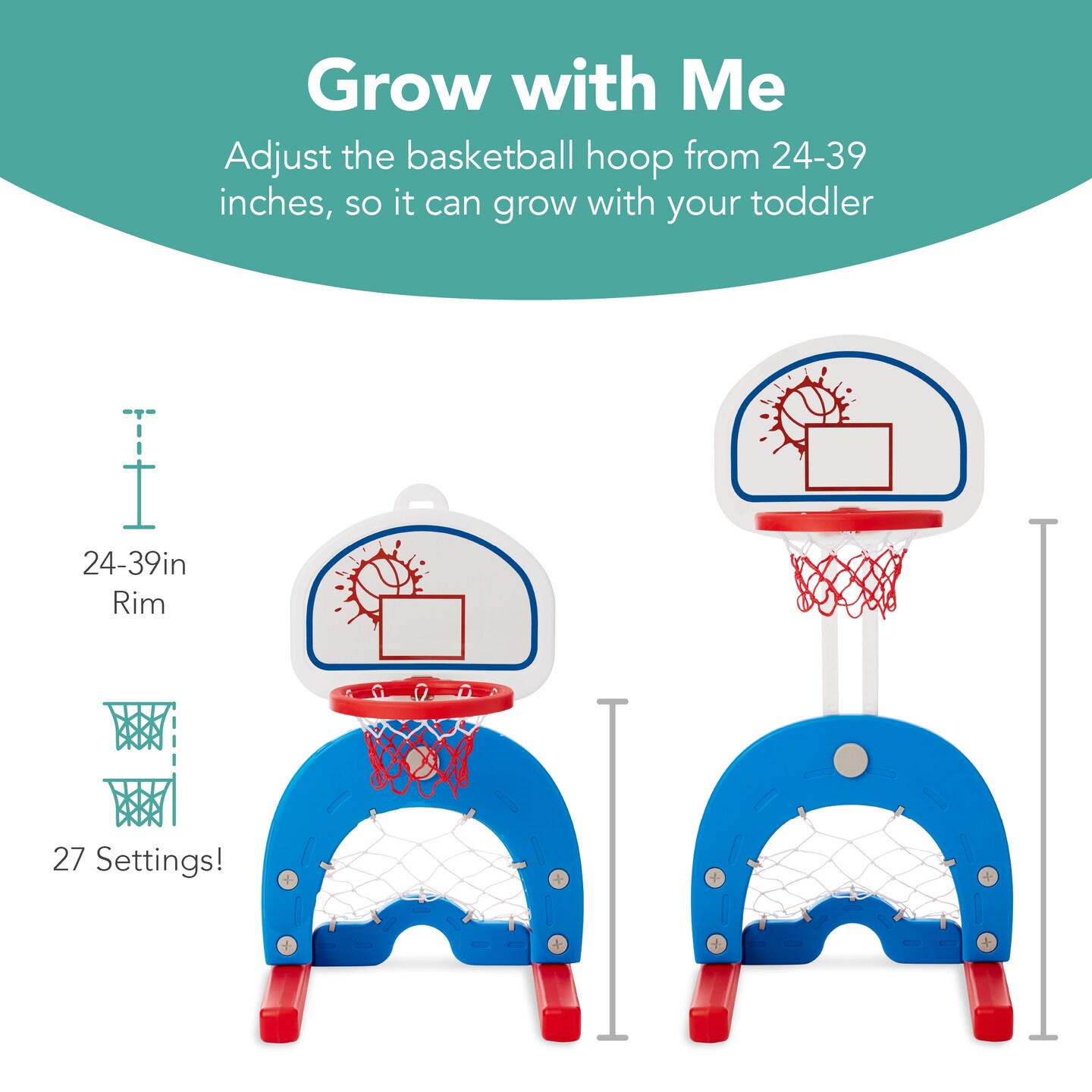 Best Choice Products 3-in-1 Toddler Basketball Hoop Sports Activity Center Grow With Me Play Set