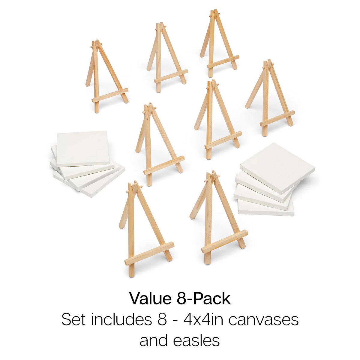 KINGART&#xAE; Easel &#x26; Canvas Set 4&#x201D; x 4&#x201D;, 8 pc