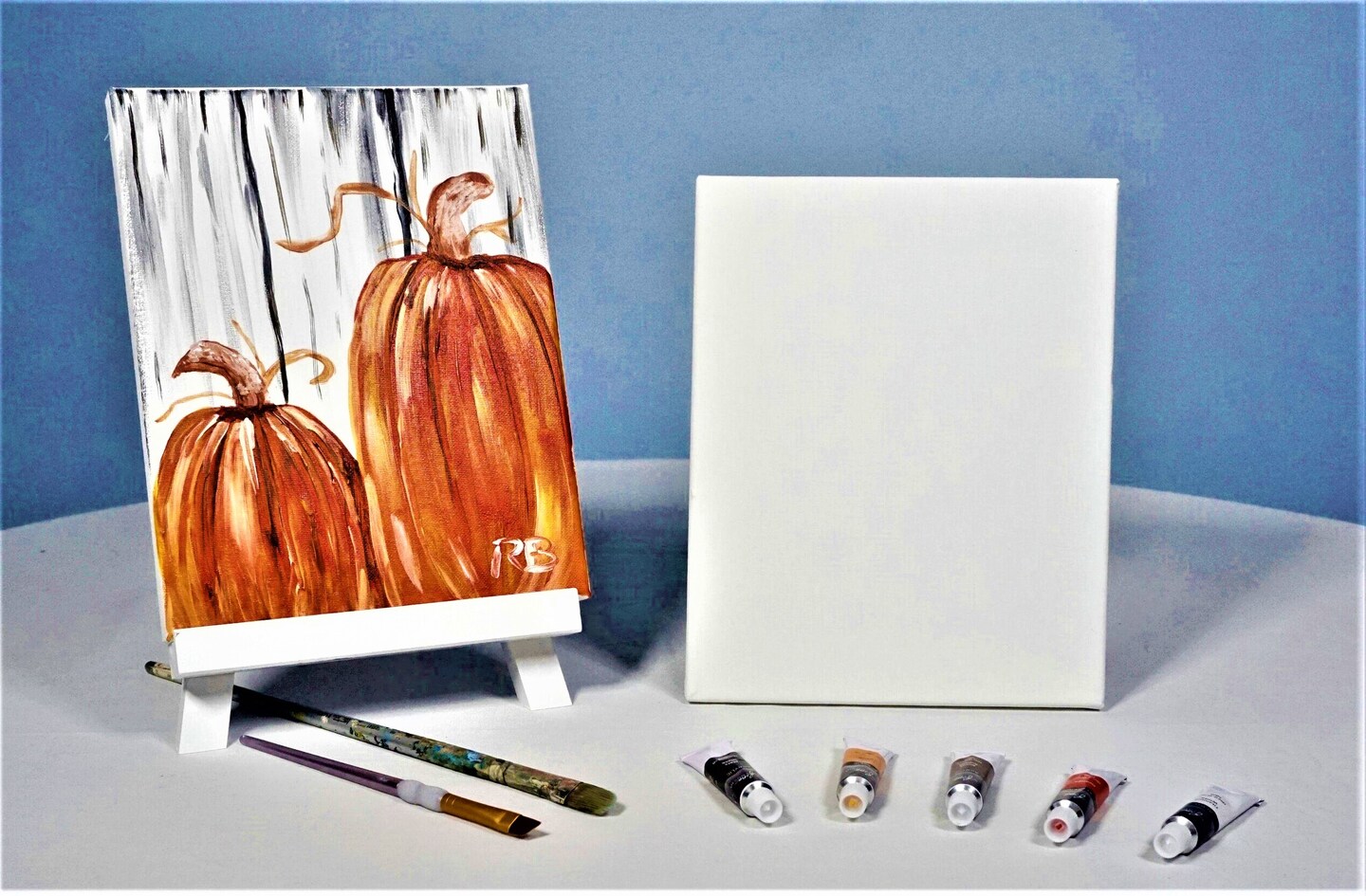 Pumpkin Painting - Pumpkin Display Acrylic Painting Kit and Video Lesson, Autumn DIY Craft, Beginner Paint Kit, Paint Party, Pumpkin Craft, Paint and Sip Kit