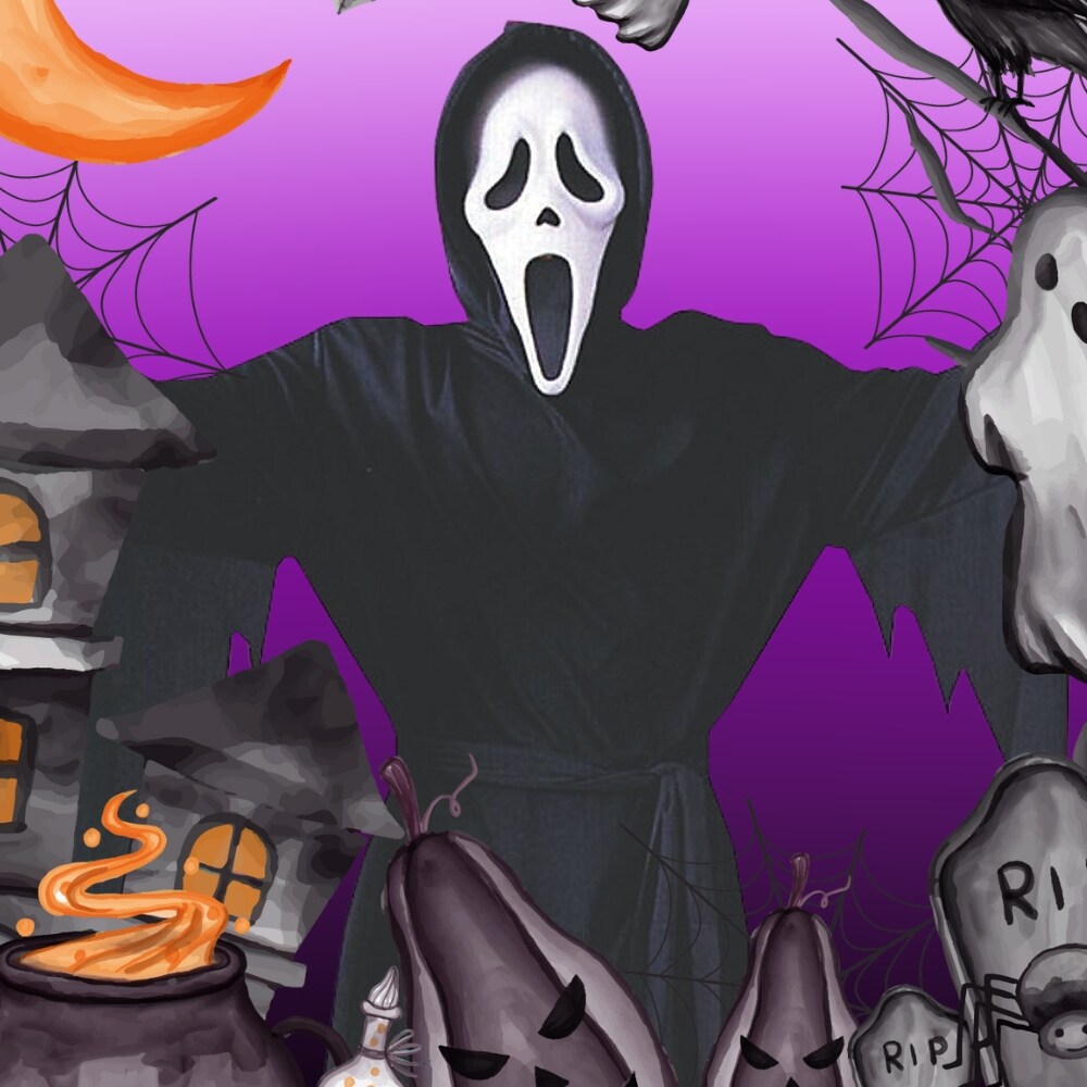 Unisex Scream Costume Halloween Ghost Face Mask Hooded Robe Belt Scary Party Outfit