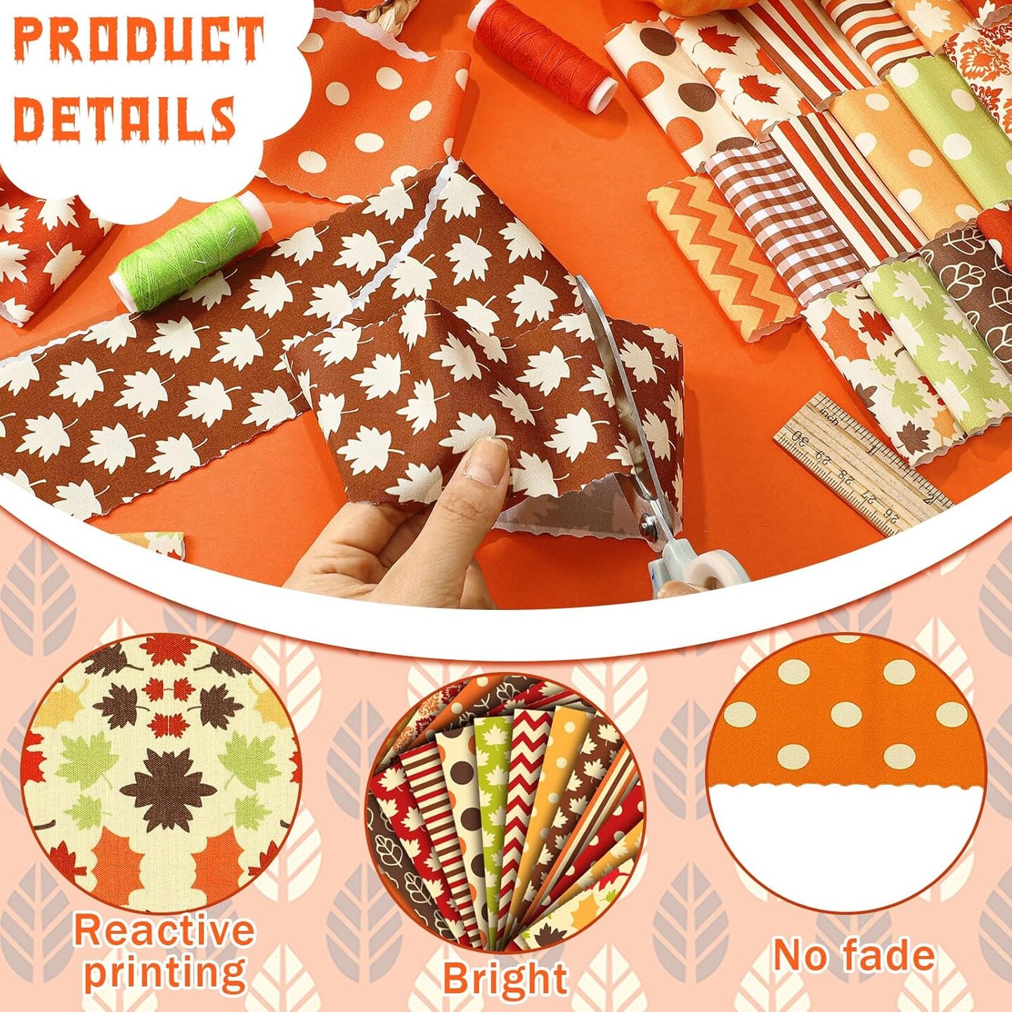 2.6 inch - 40 Pcs Fall Pre-Cut Fabric Thanksgiving Jelly Fabric
