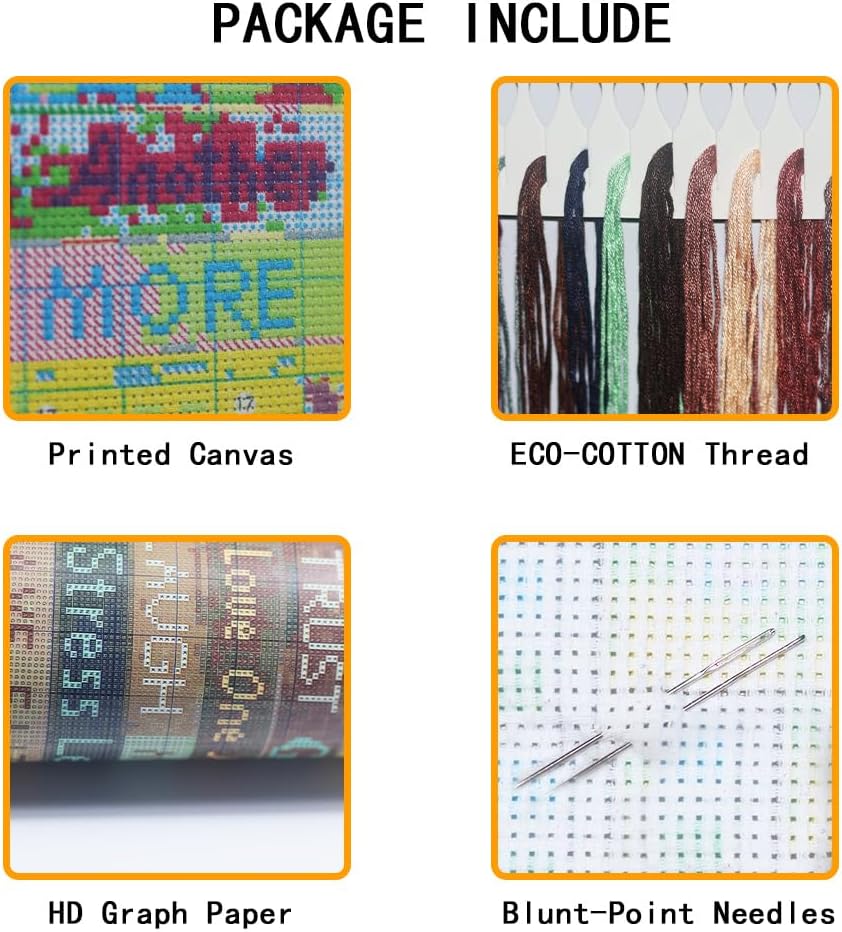 Halloween Counted Cross Stitch Kits for Adults, Ghost Stamped Cross Stitch Kits for Beginners