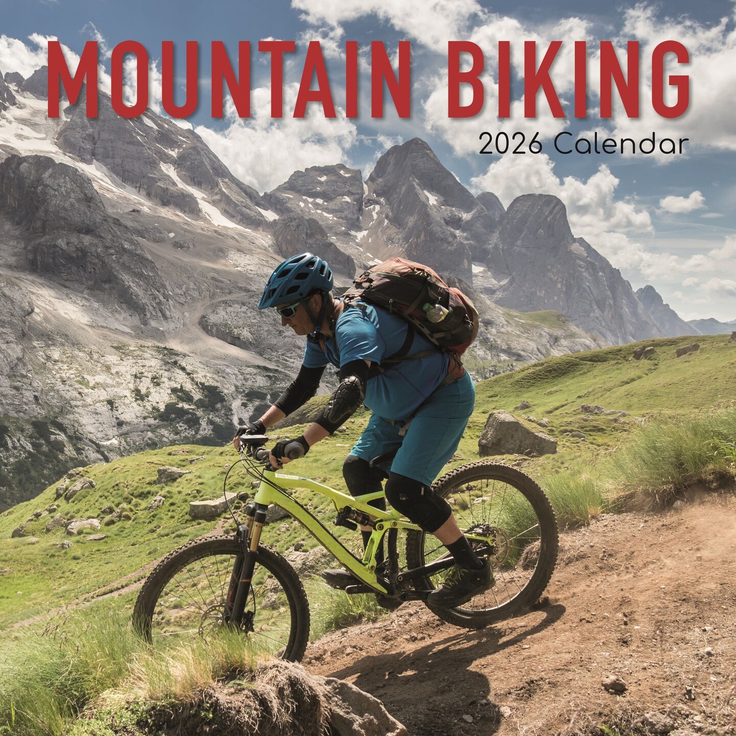 The Gifted Stationery 2026 Square Wall Calendar, Mountain Biking, 16-Month Lifestyles Theme Hanging Calendar with 180 Reminder Stickers, Monthly Family Planner for Home & Creative Spaces, 30 x 30 cm