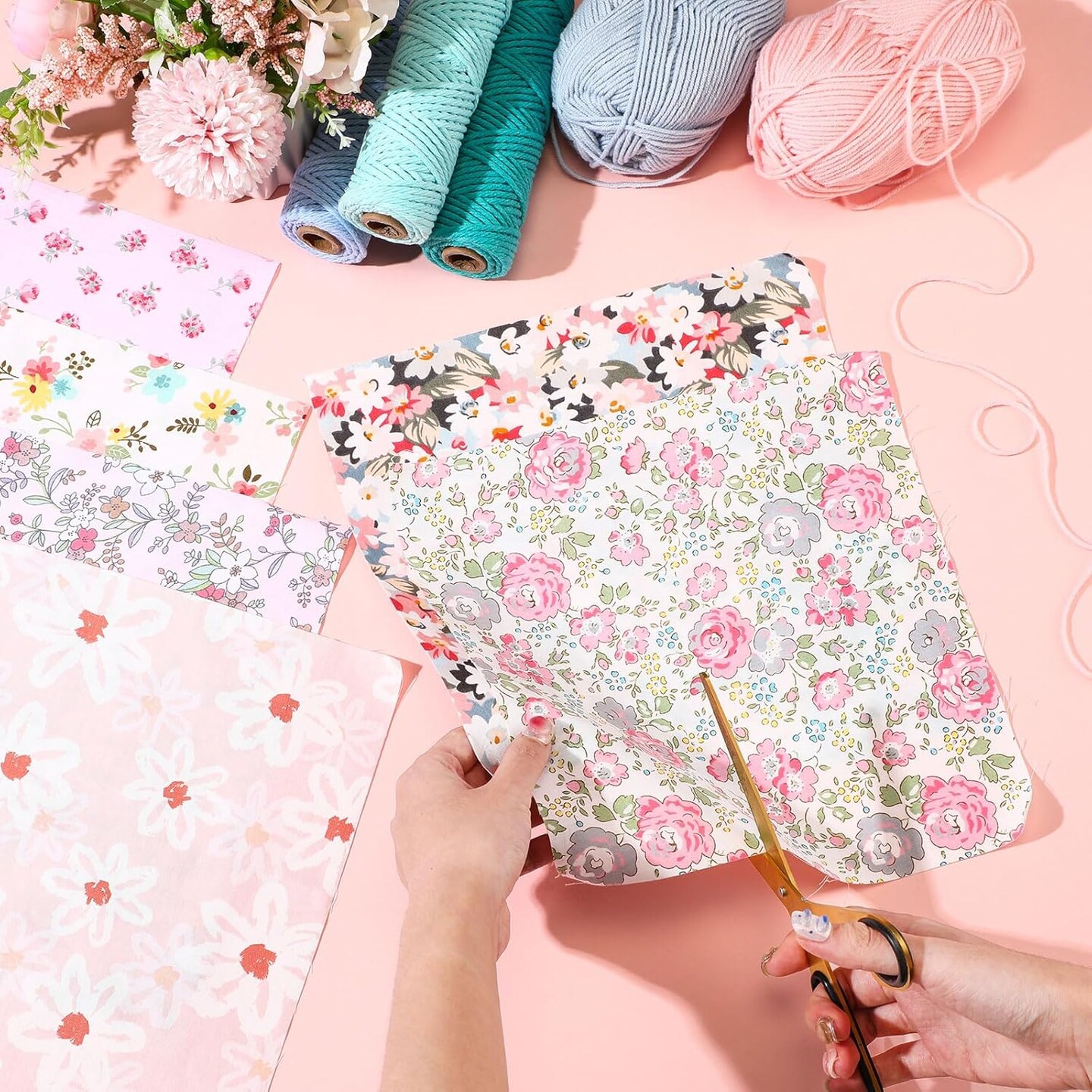 30 Pcs 10" Quilting Cotton Fabric Squares Floral Precut Fabric Square Sheets