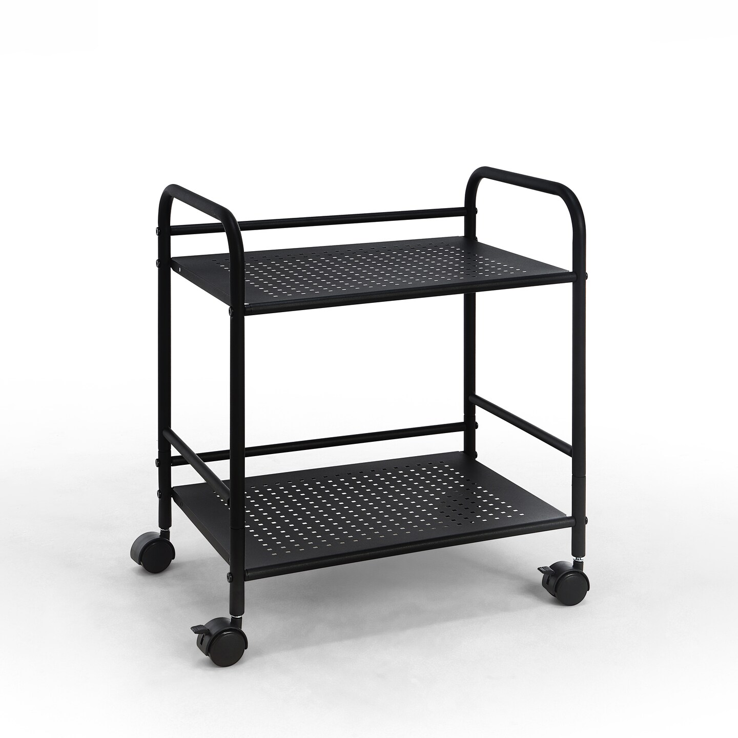 2-Tier Metal Rolling Utility Cart &#x2013; Mobile Storage Shelf with Caster WheelsC