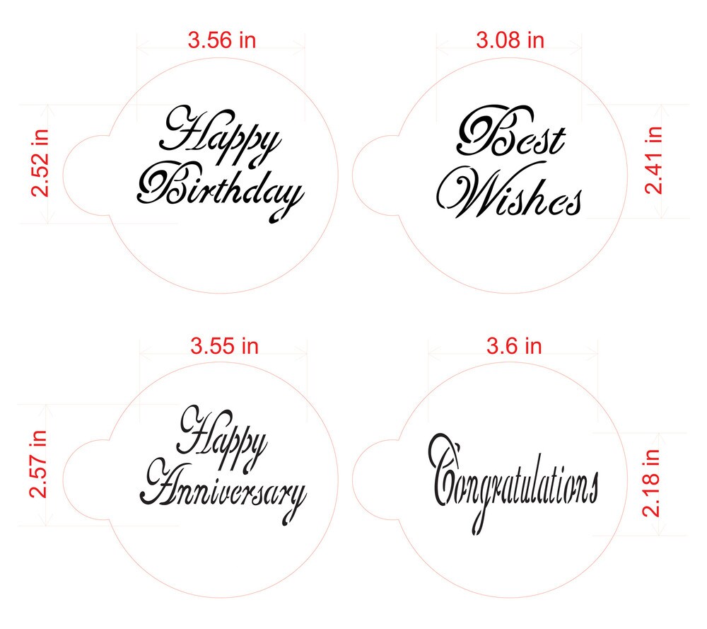 Script Celebration Cookie Stencil Set | C568 by Designer Stencils | Cookie Decorating Tools |
