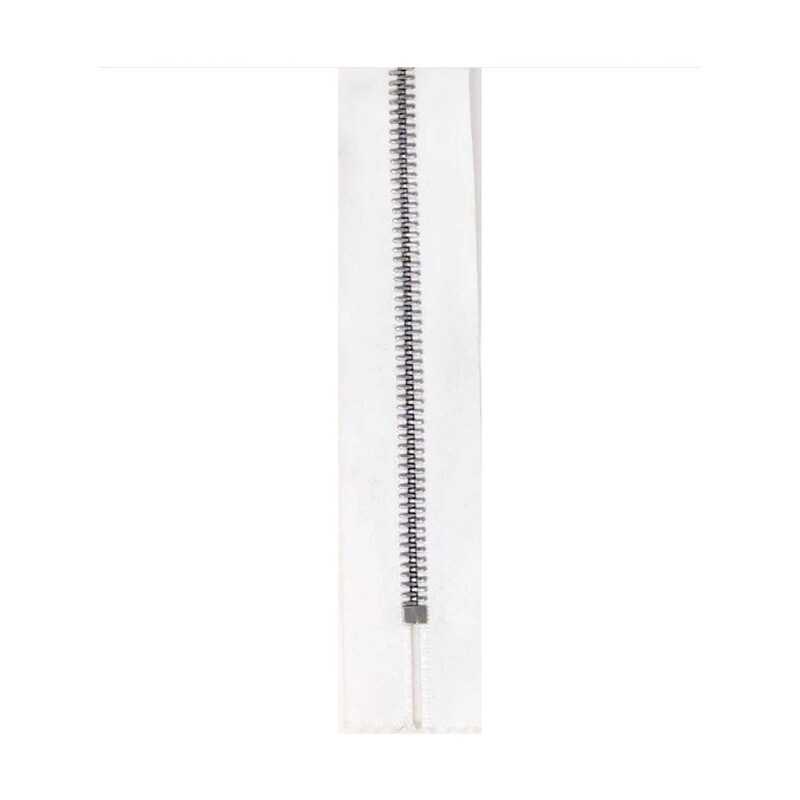 6MM One-Way Zipper &#x2013; White, Black, or Brown Tape with Metal Teeth